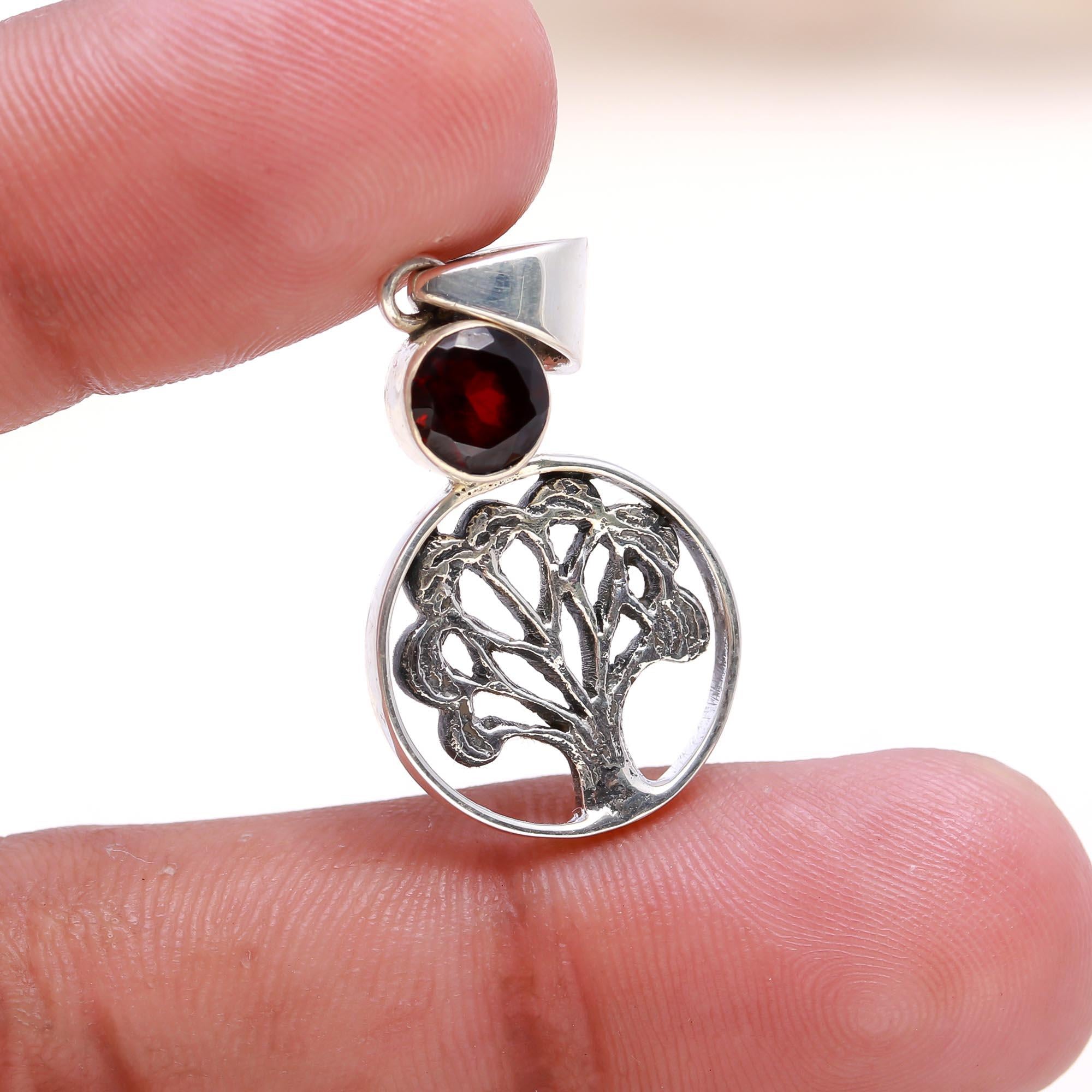 The Tree of Life Drop: Garnet Pendant