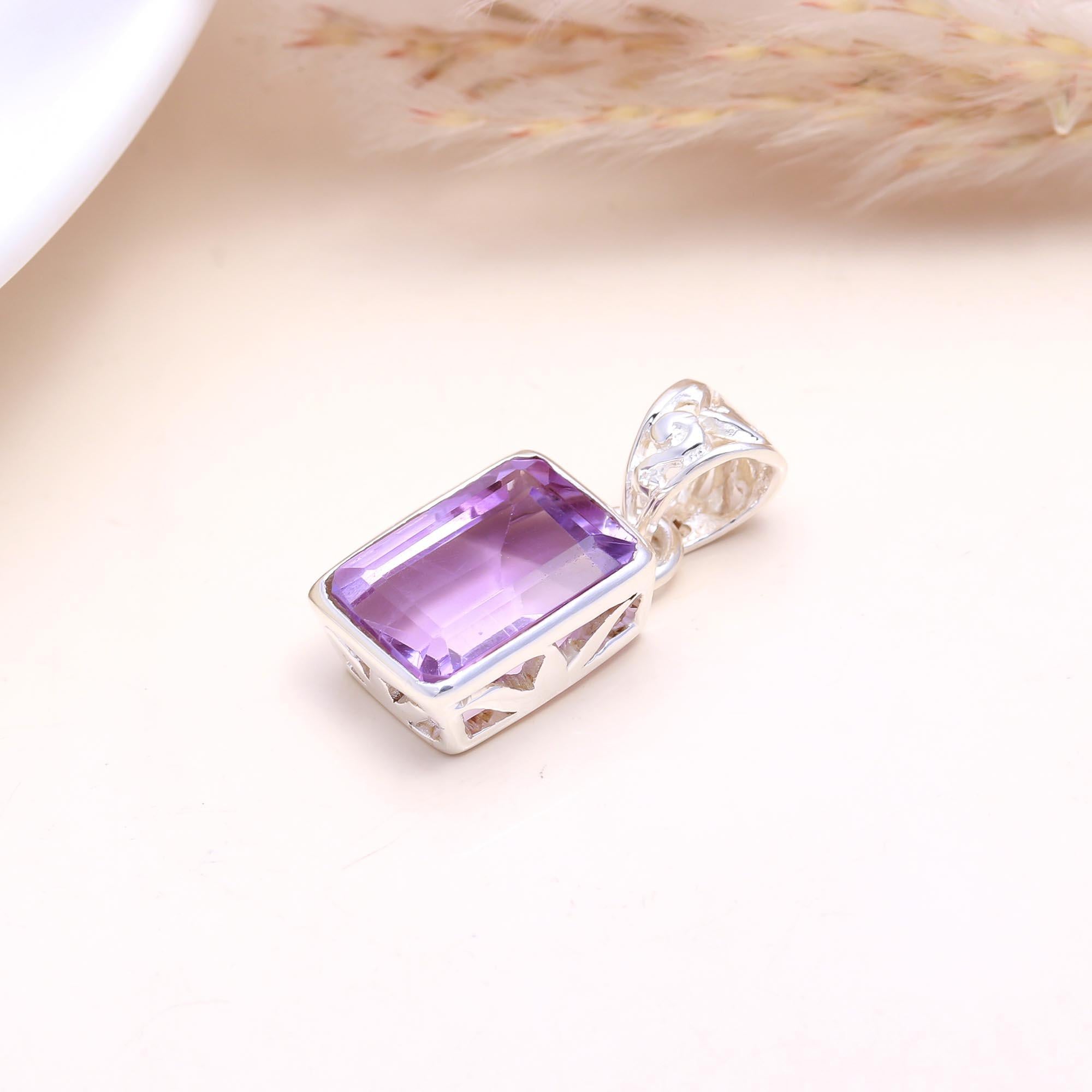 The Royal Window: Emerald Cut Amethyst Pendant