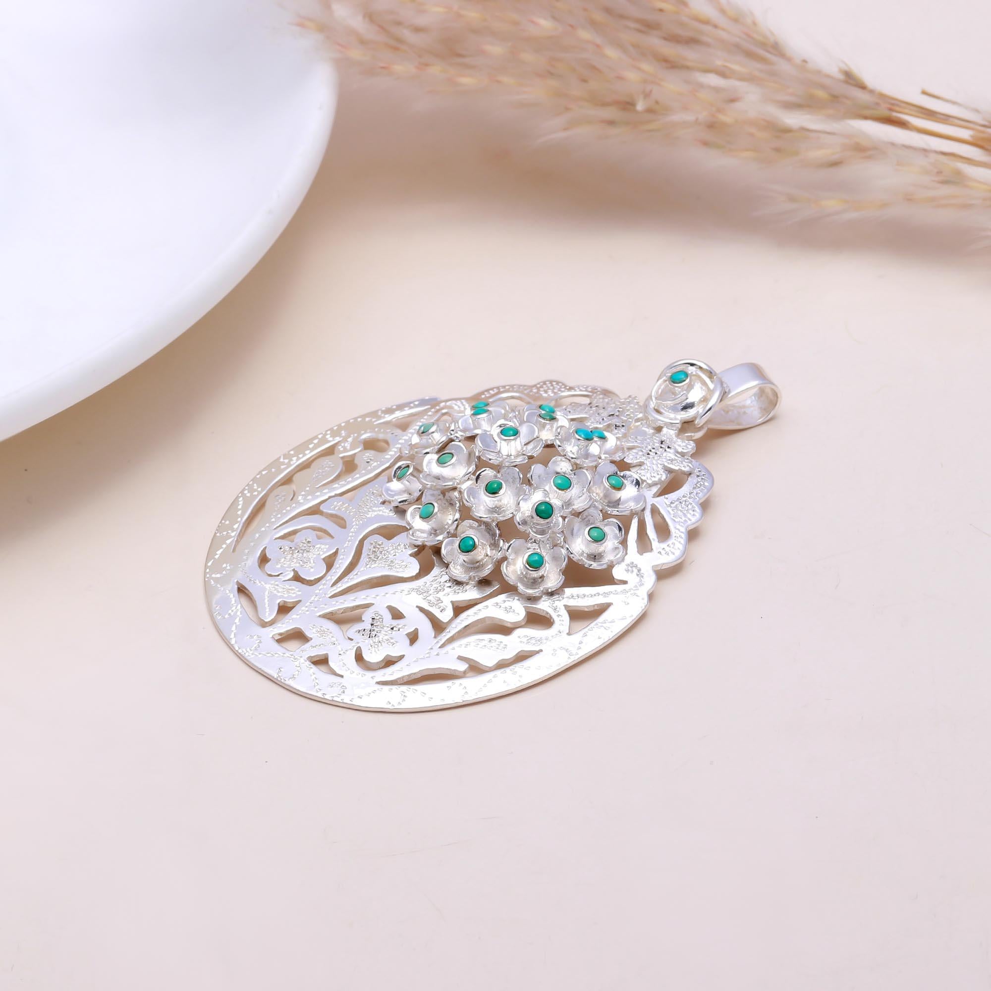The Summer Garden: Turquoise Floral Filigree Pendant