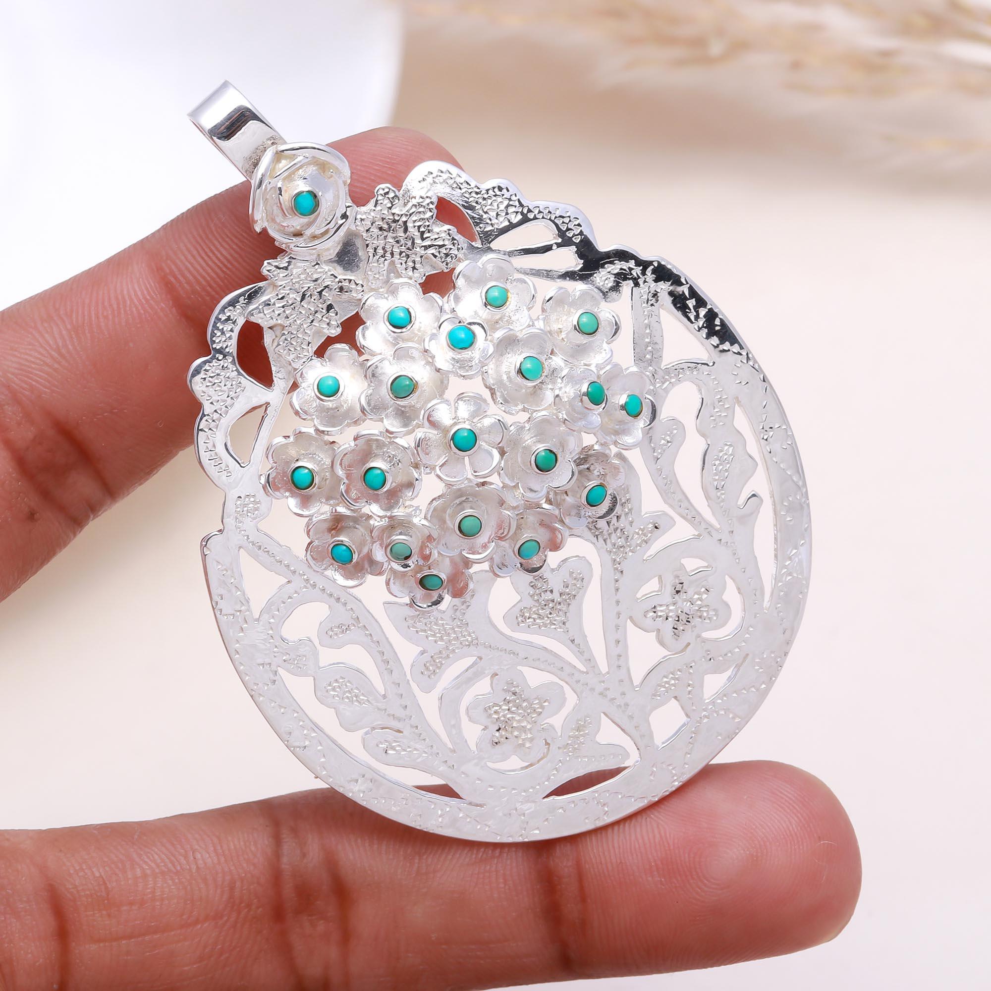 The Summer Garden: Turquoise Floral Filigree Pendant