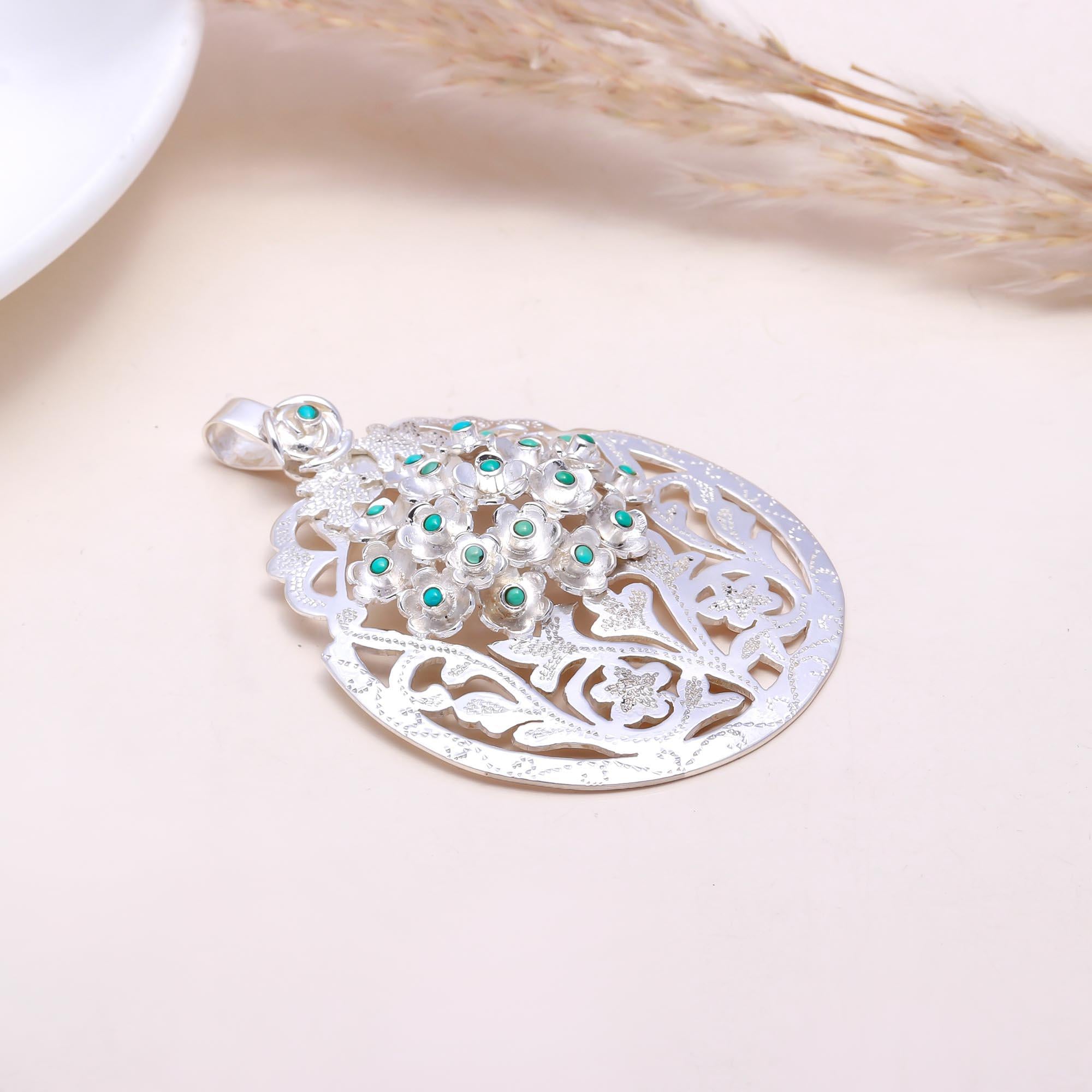 The Summer Garden: Turquoise Floral Filigree Pendant