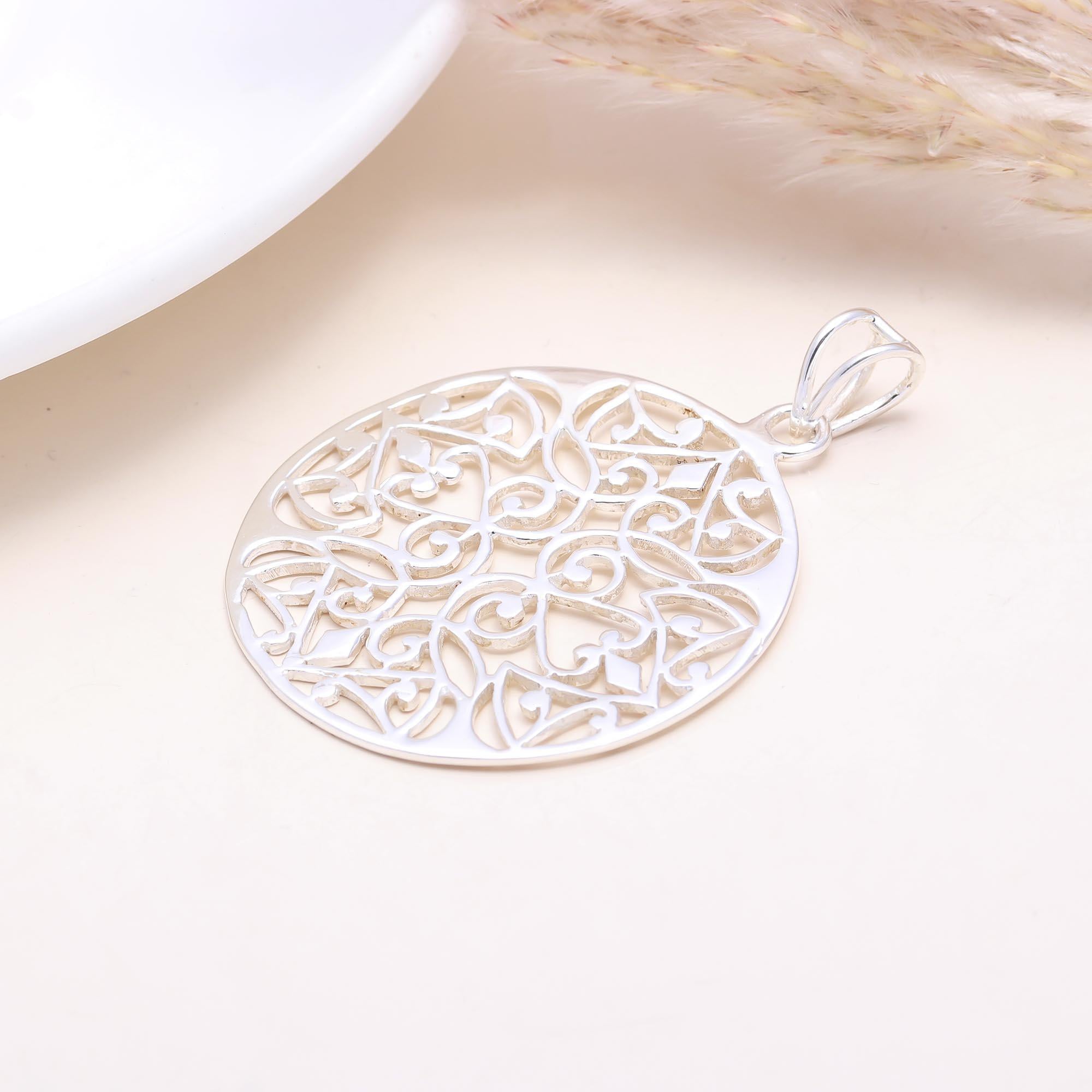 The Sacred Circle: Round Silver Filigree Pendant