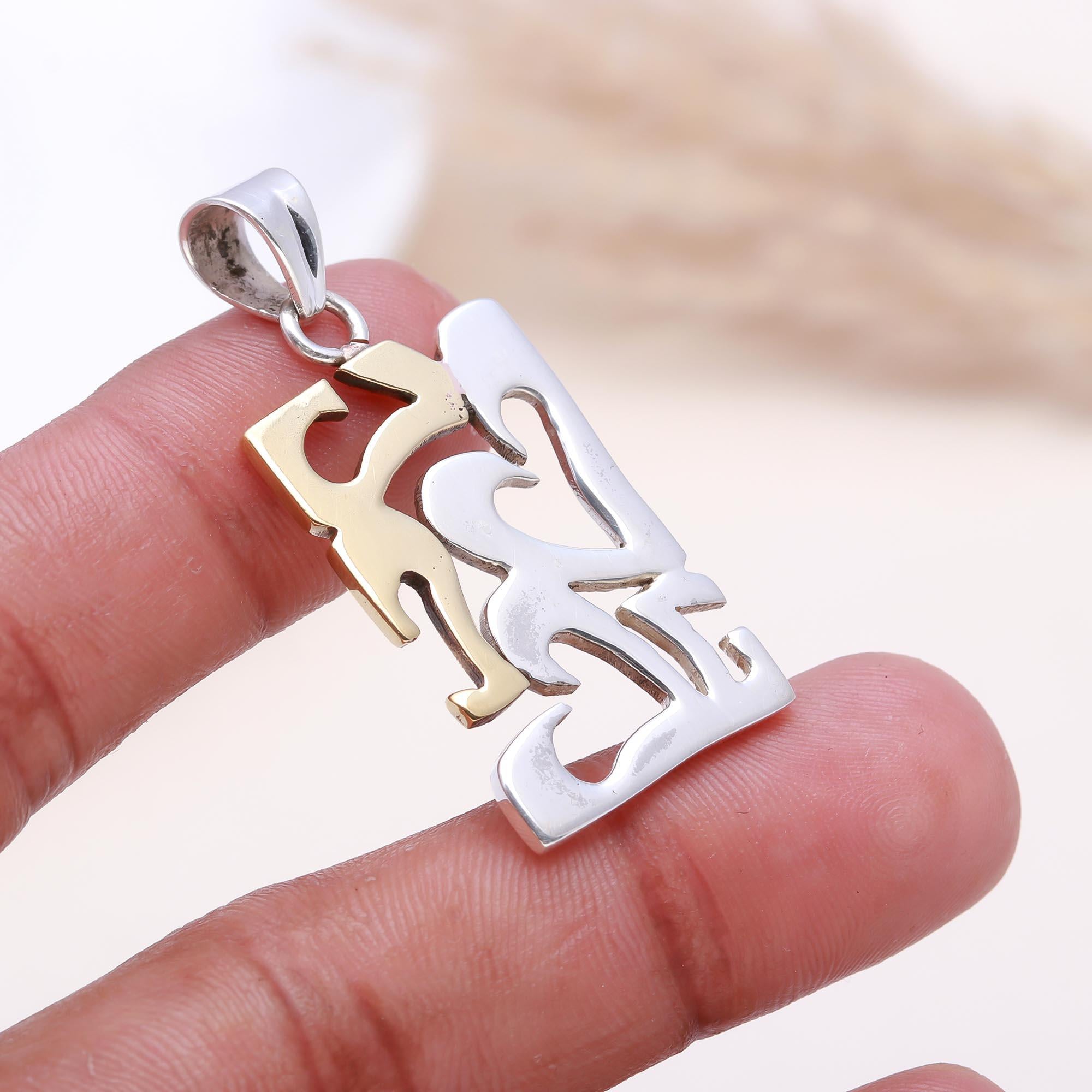 The Abstract Fusion: Two-Tone Geometric Cutout Pendant