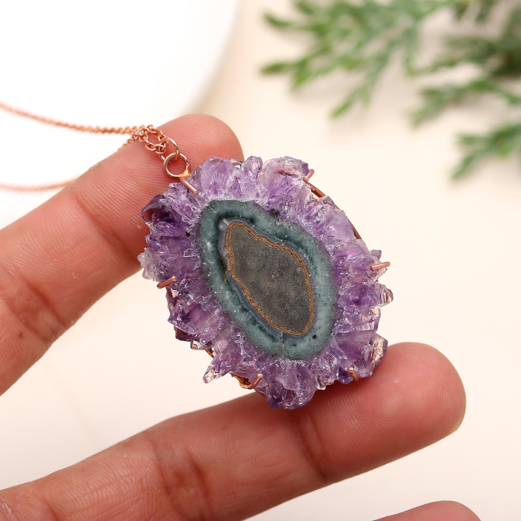 The Violet Galaxy: Amethyst Stalactite Slice Pendant Necklace