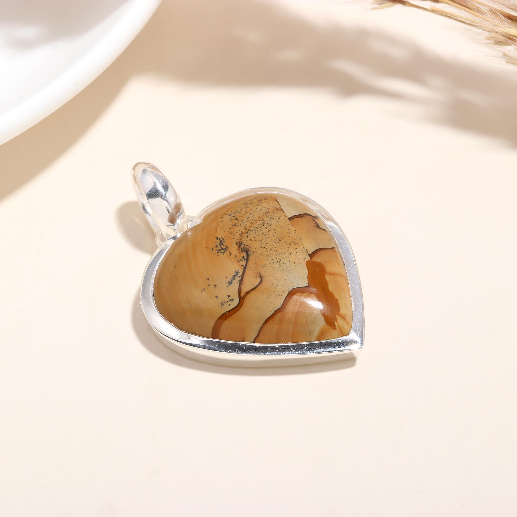 The The Picture Jasper Heart: Natural Landscape Silver Pendant