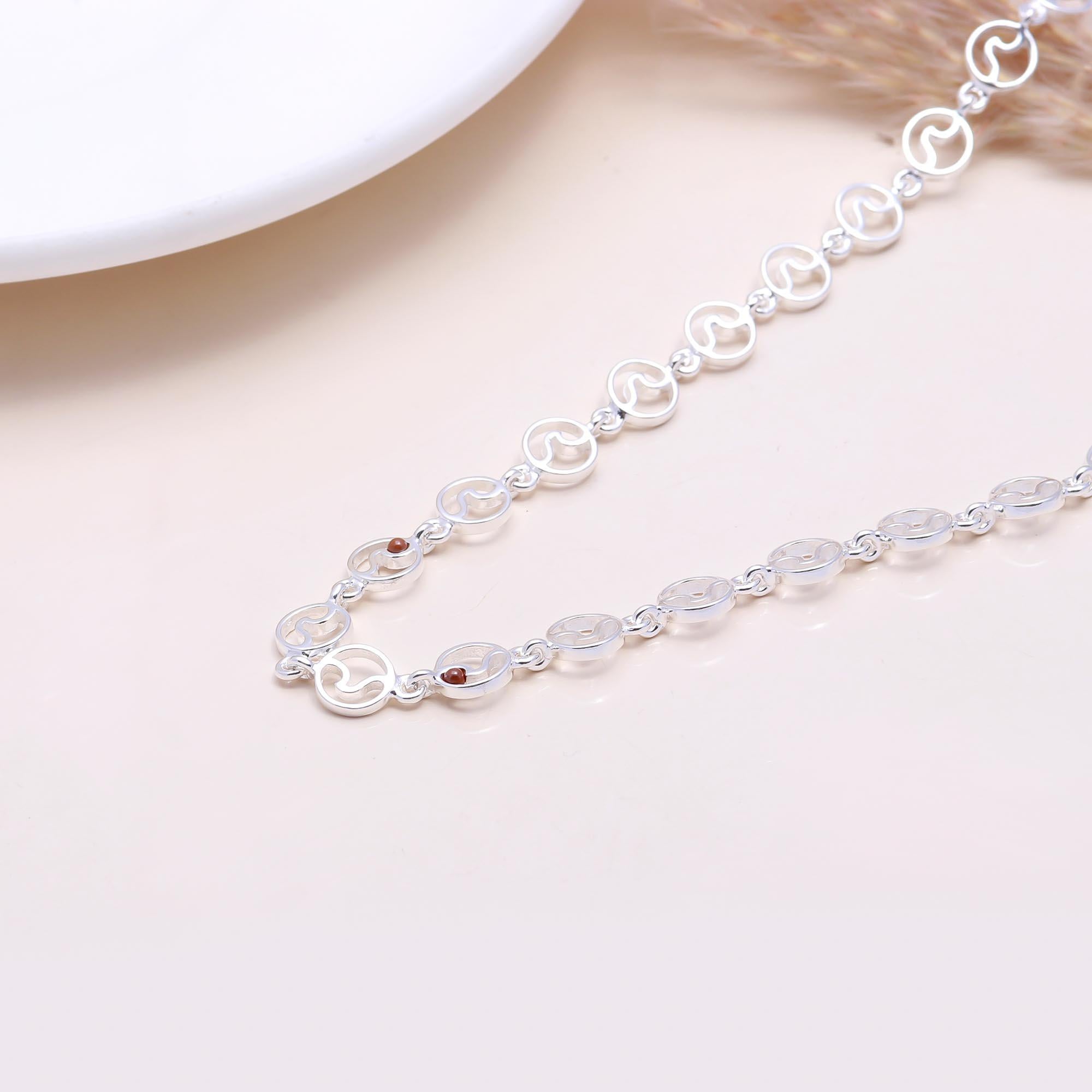 The Ocean Rhythm: Sterling Silver Wave Link Necklace