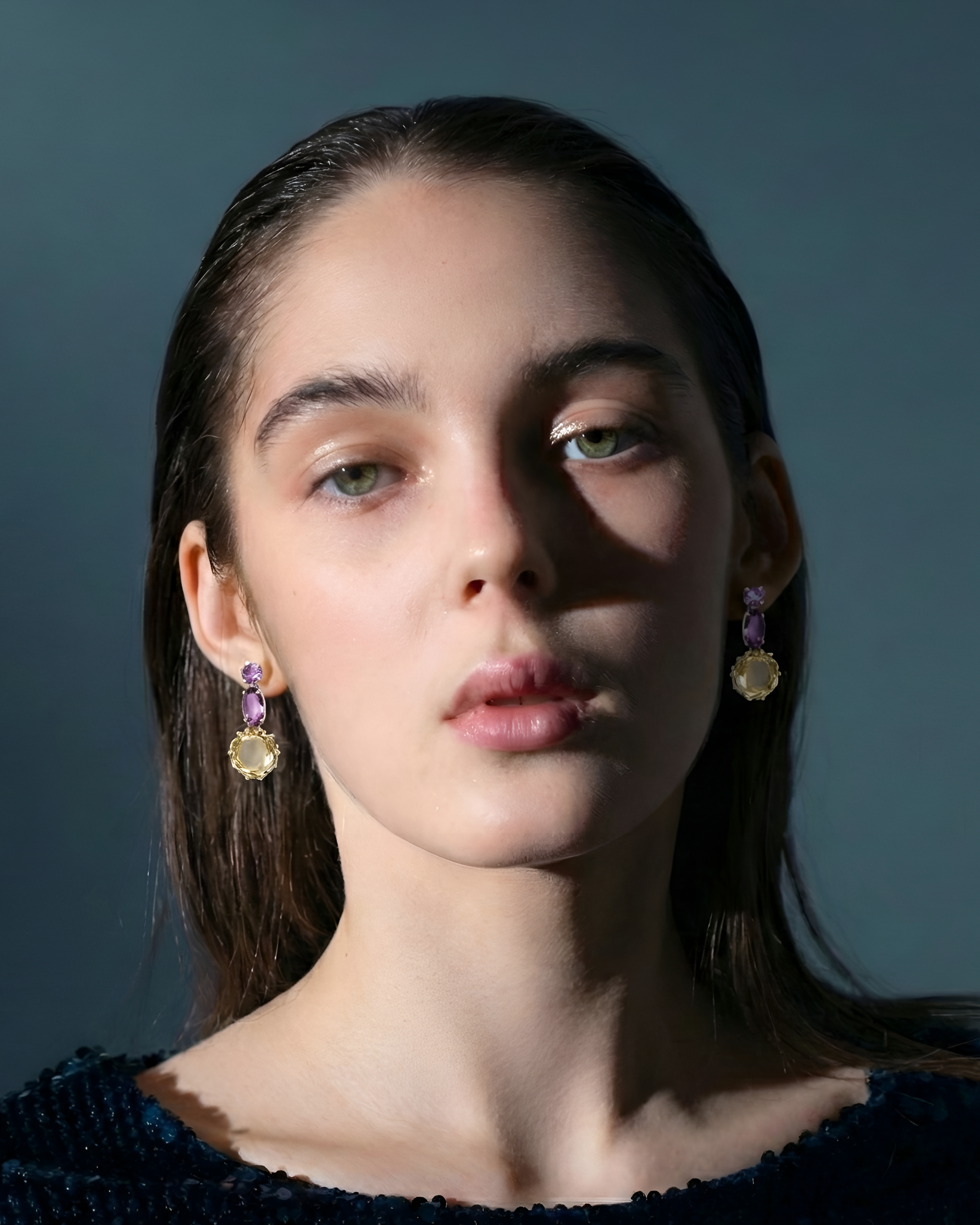 The Regal Harmony: Amethyst & Citrine Statement Earrings