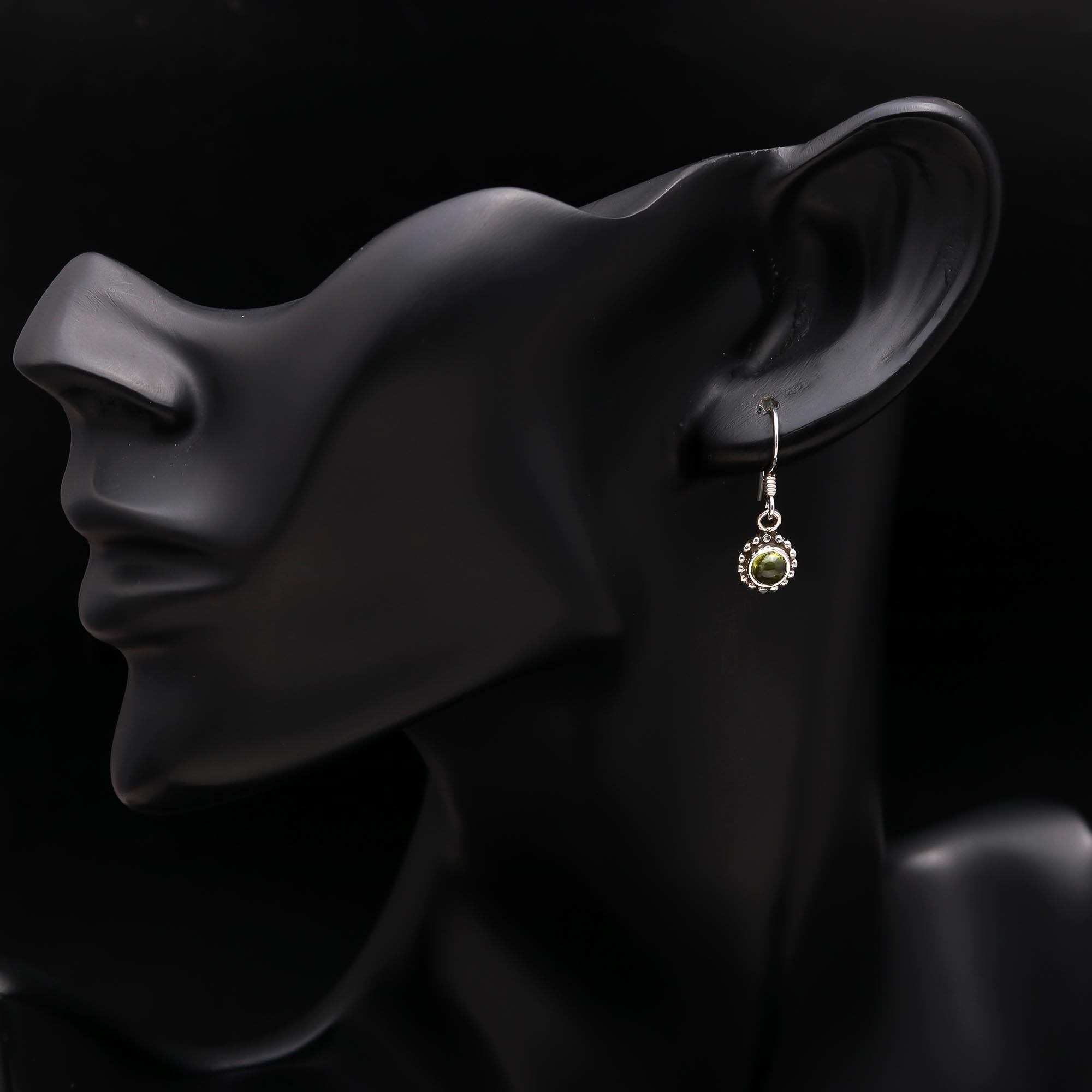 The Verdant Halo: Sterling Silver & Natural Peridot Drop Earrings