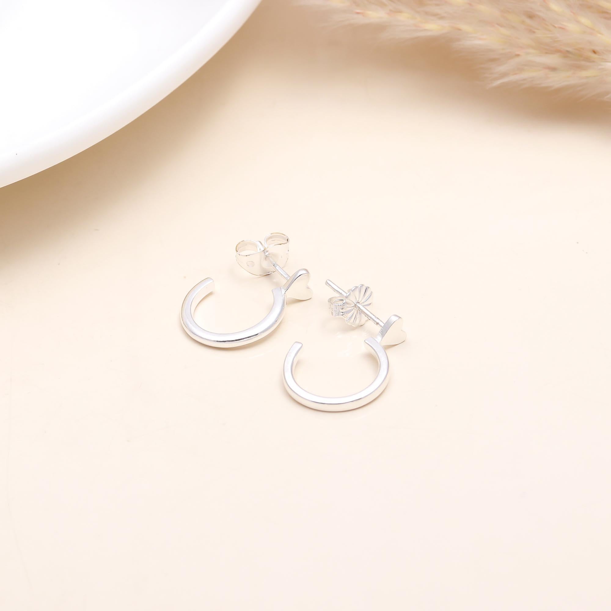 925 Sterling Silver Heart Hoop Earrings