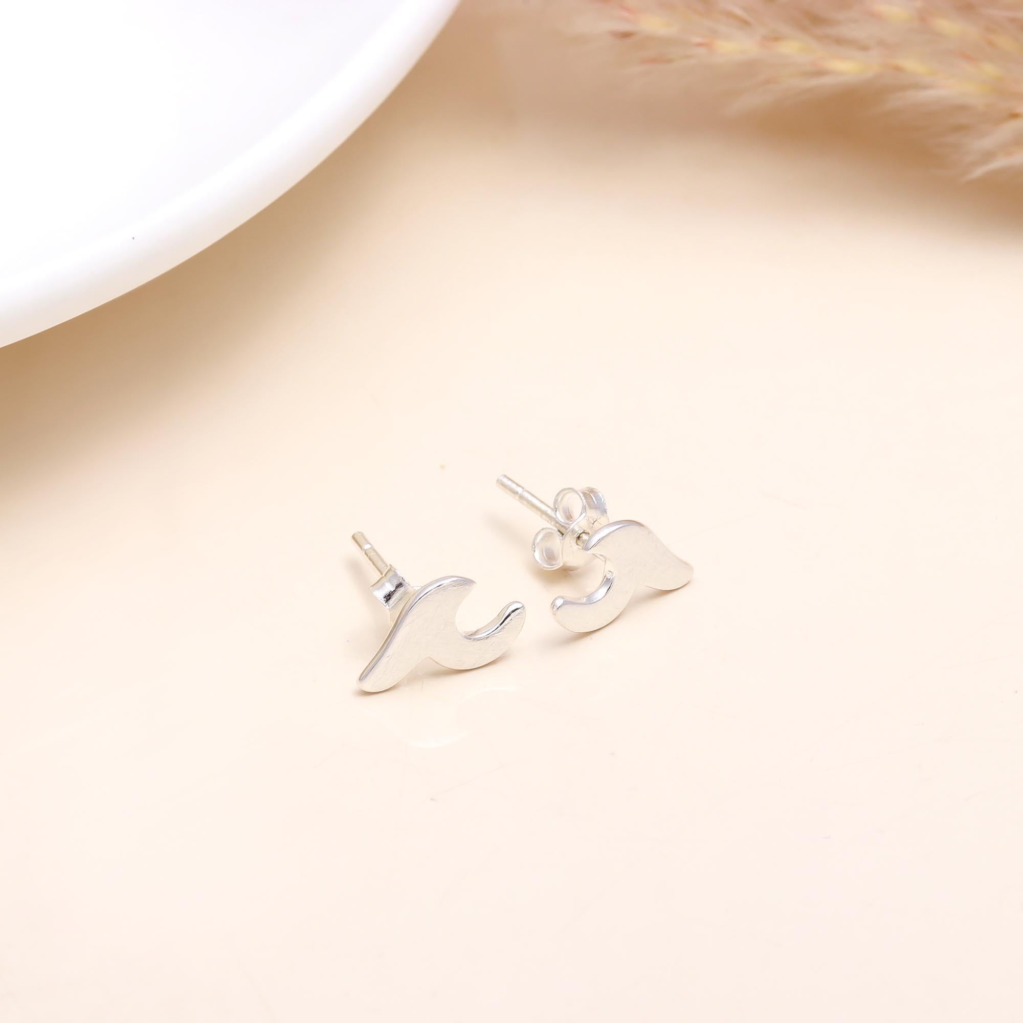 925 Sterling Silver Ocean Wave Stud Earrings