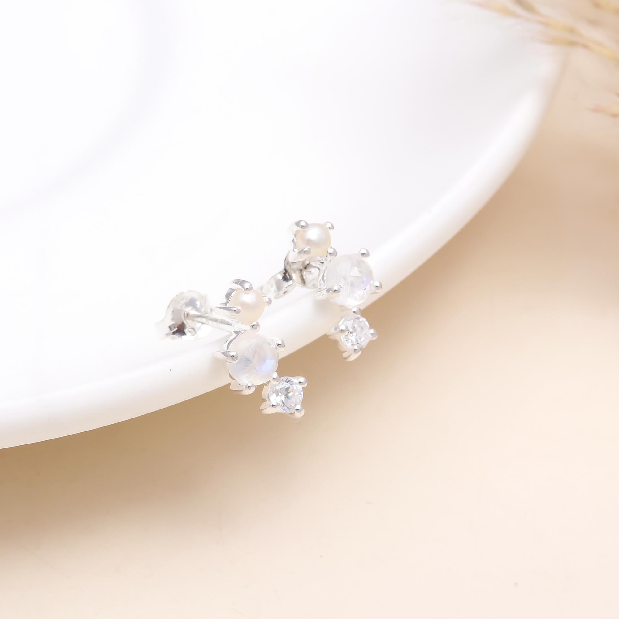 925 Sterling Silver Trio Cluster Stud Earrings