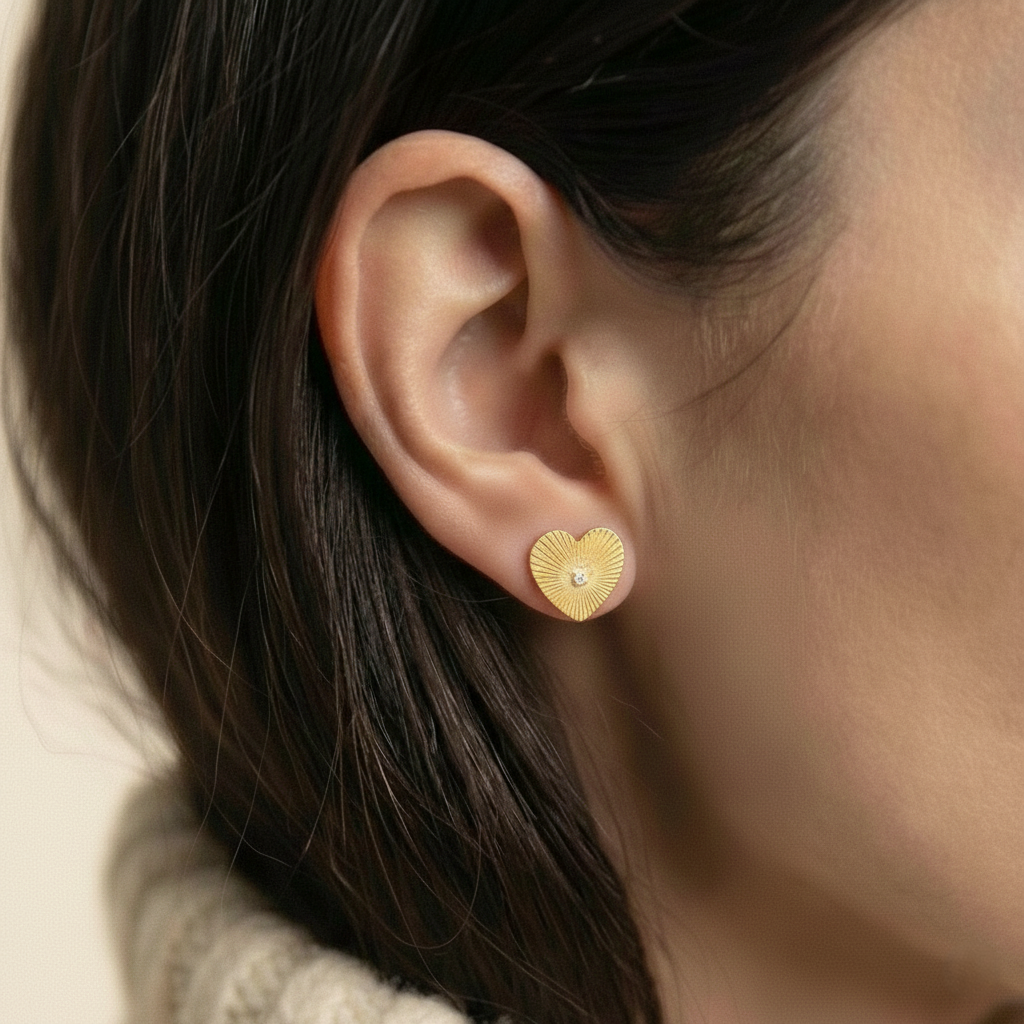 925 Sterling Silver Heart Stud Earrings