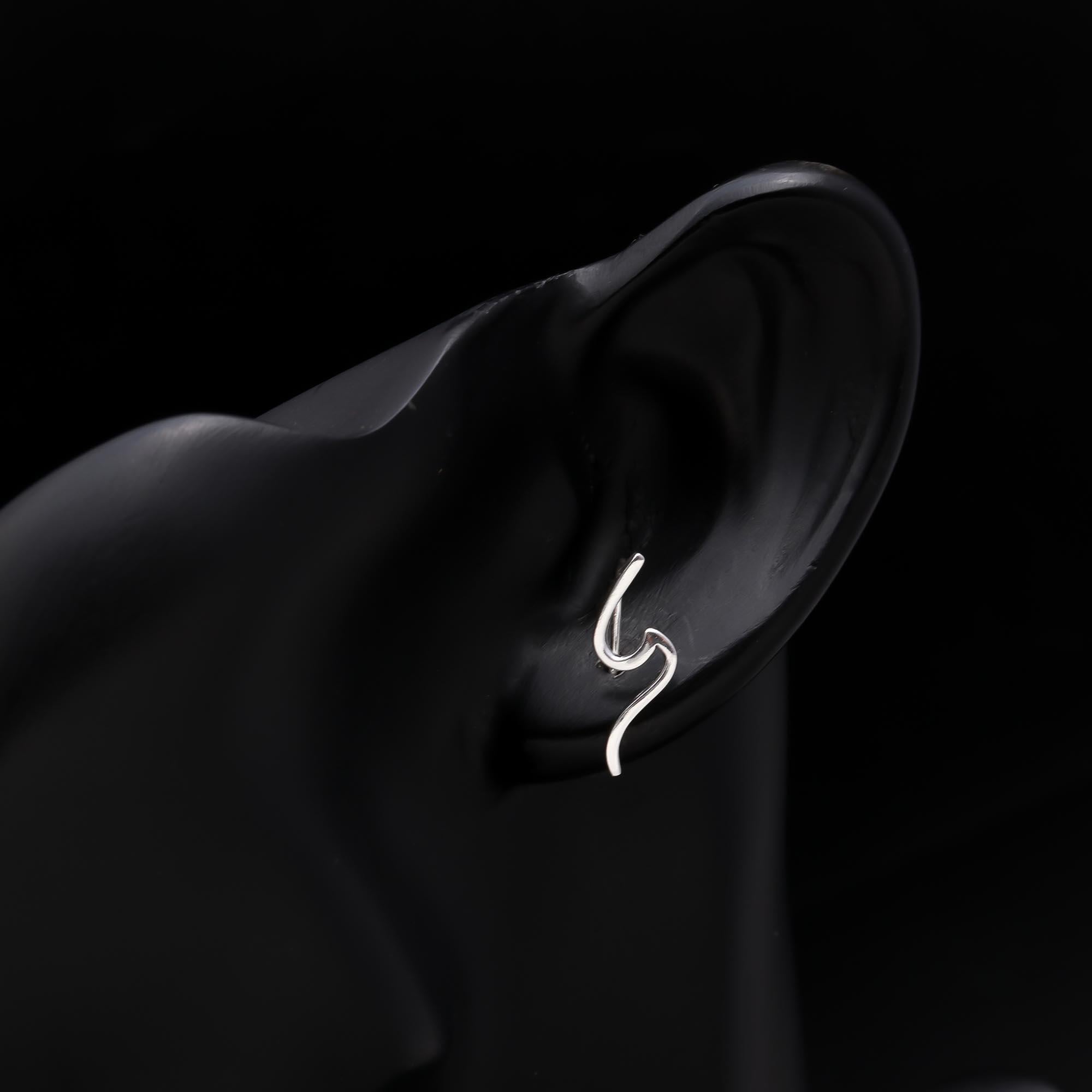 925 Sterling Silver Wave Ear Climbers Earrings
