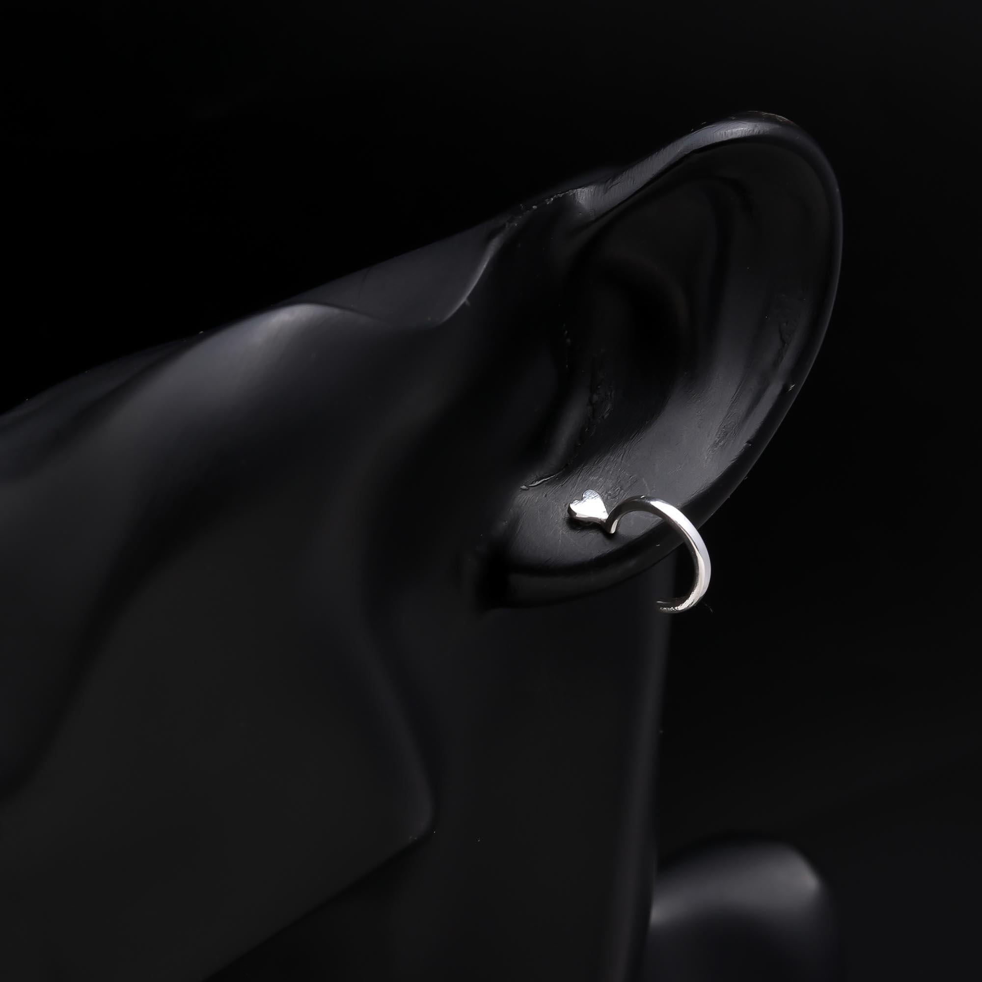 925 Sterling Silver Heart Hoop Stud Earring