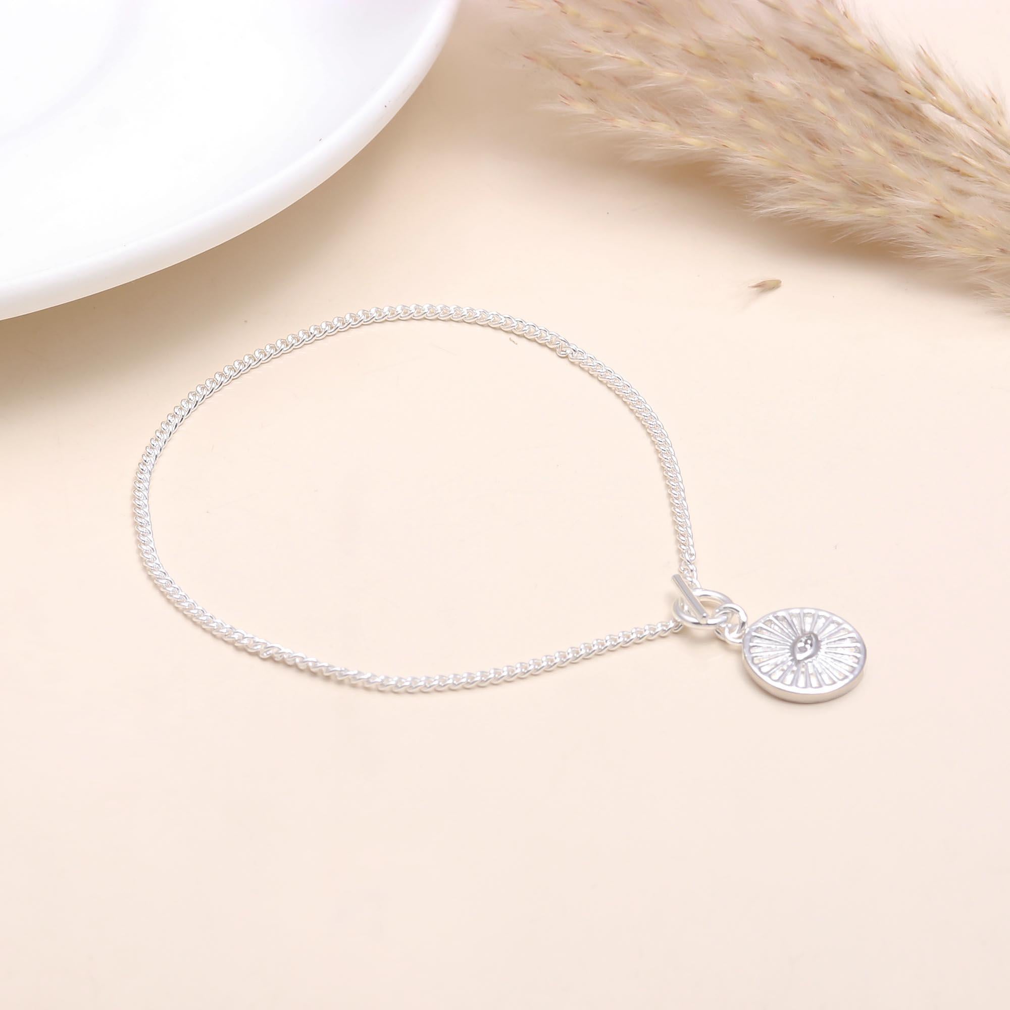 925 Sterling Silver Sunburst Evil Eye Pendant Necklace