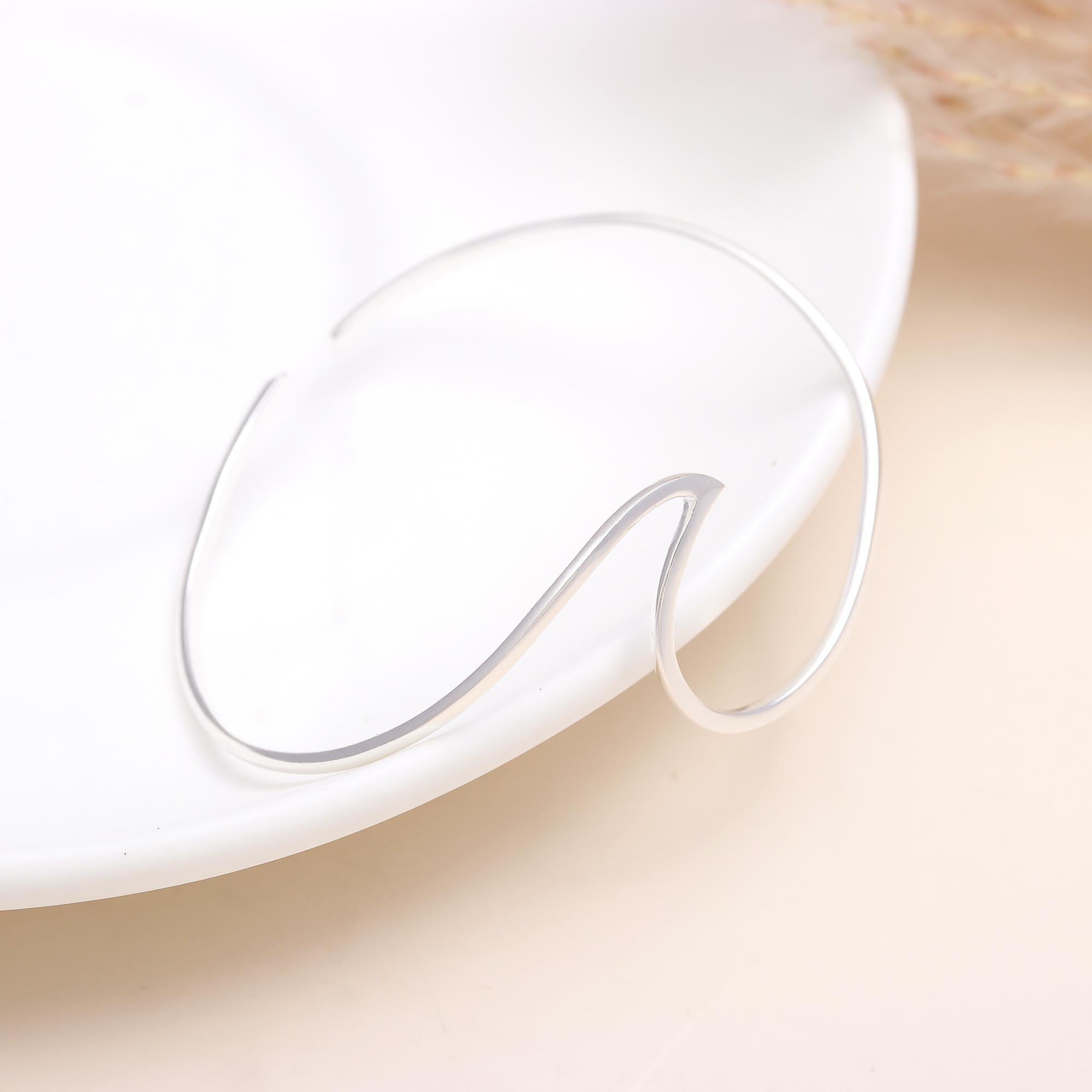 925 Sterling Silver Abstract Wave Cuff Bracelet