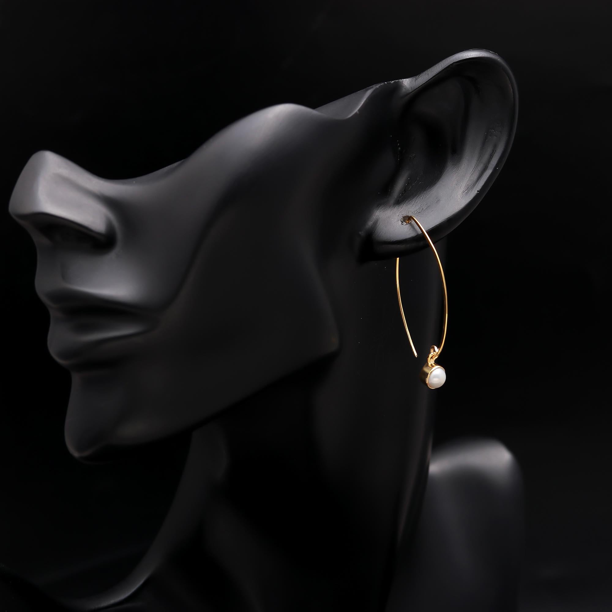 The Elegant Arc: Pearl Kidney Wire Earrings