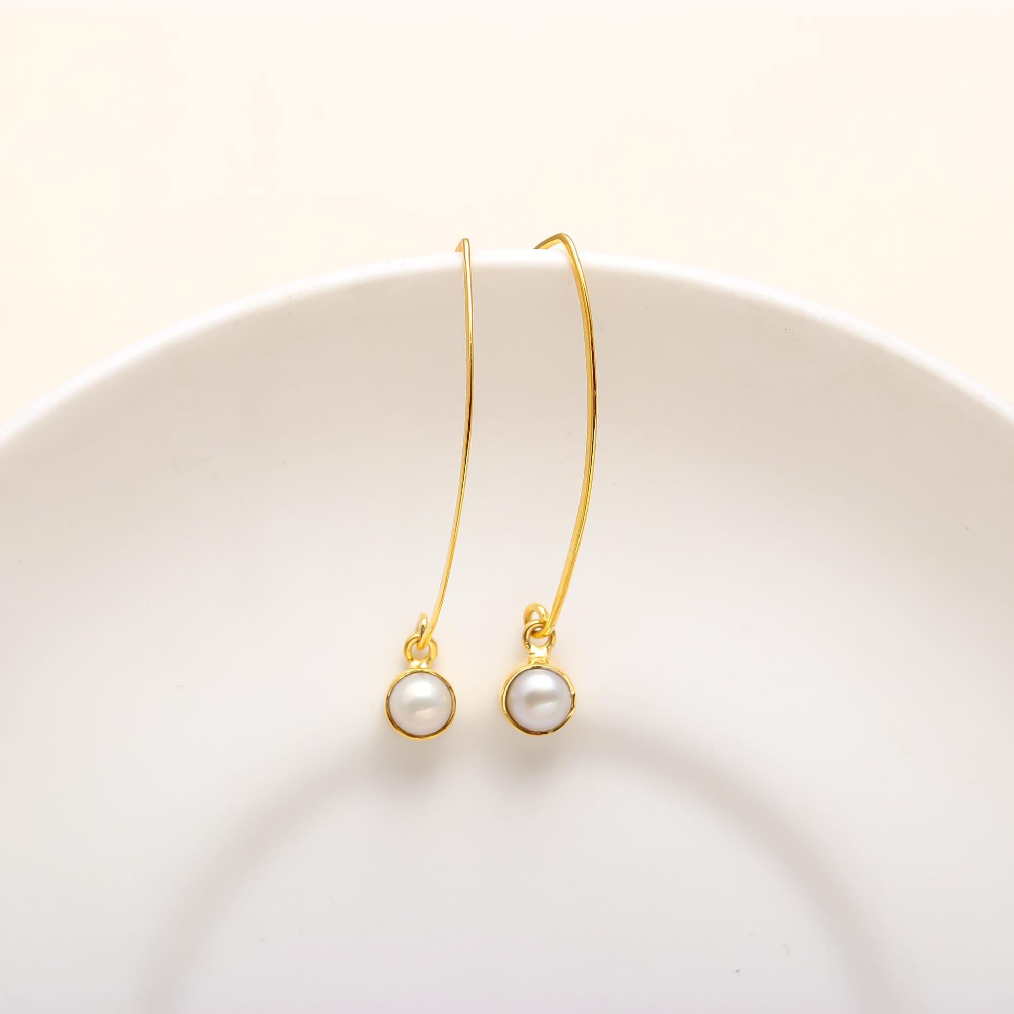 The Elegant Arc: Pearl Kidney Wire Earrings