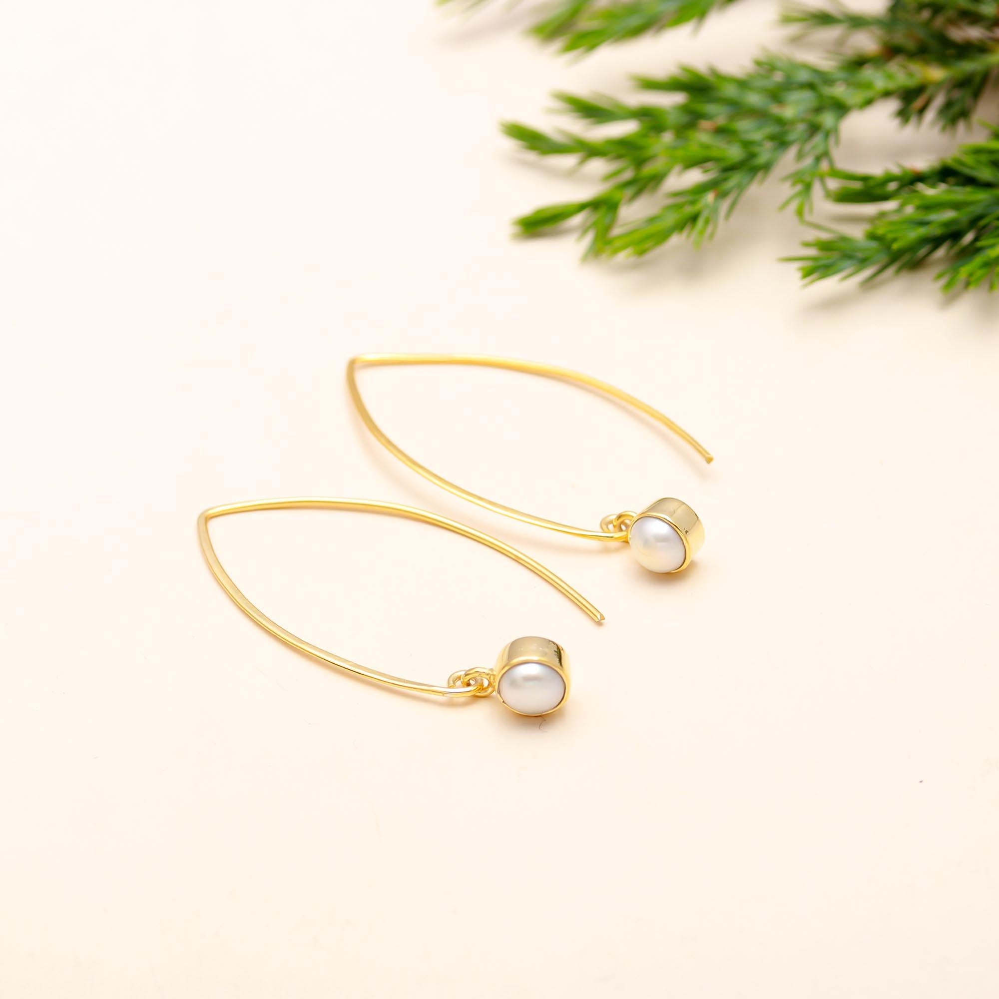 The Elegant Arc: Pearl Kidney Wire Earrings