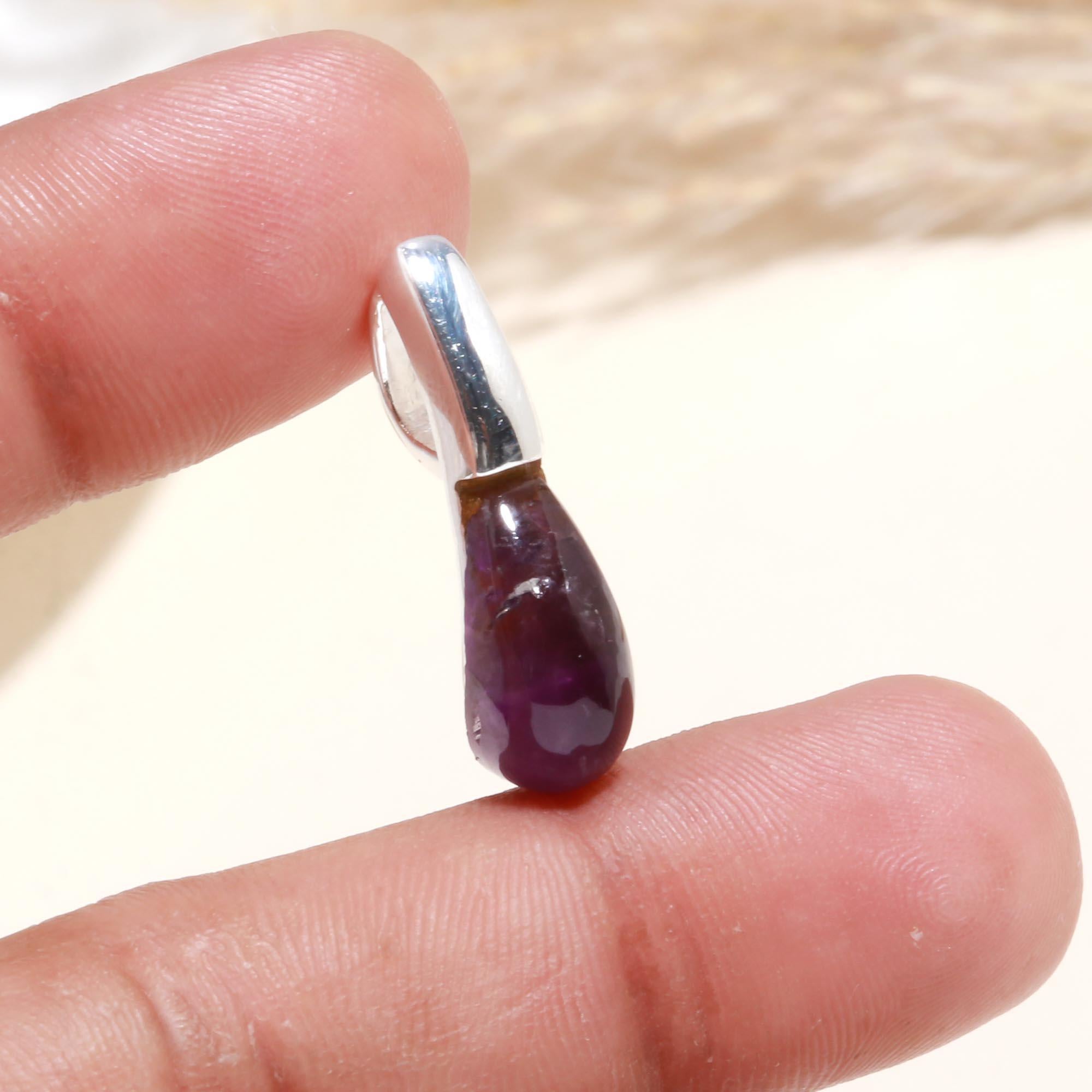 925 Sterling Silver Natural Raw Amethyst Pendant
