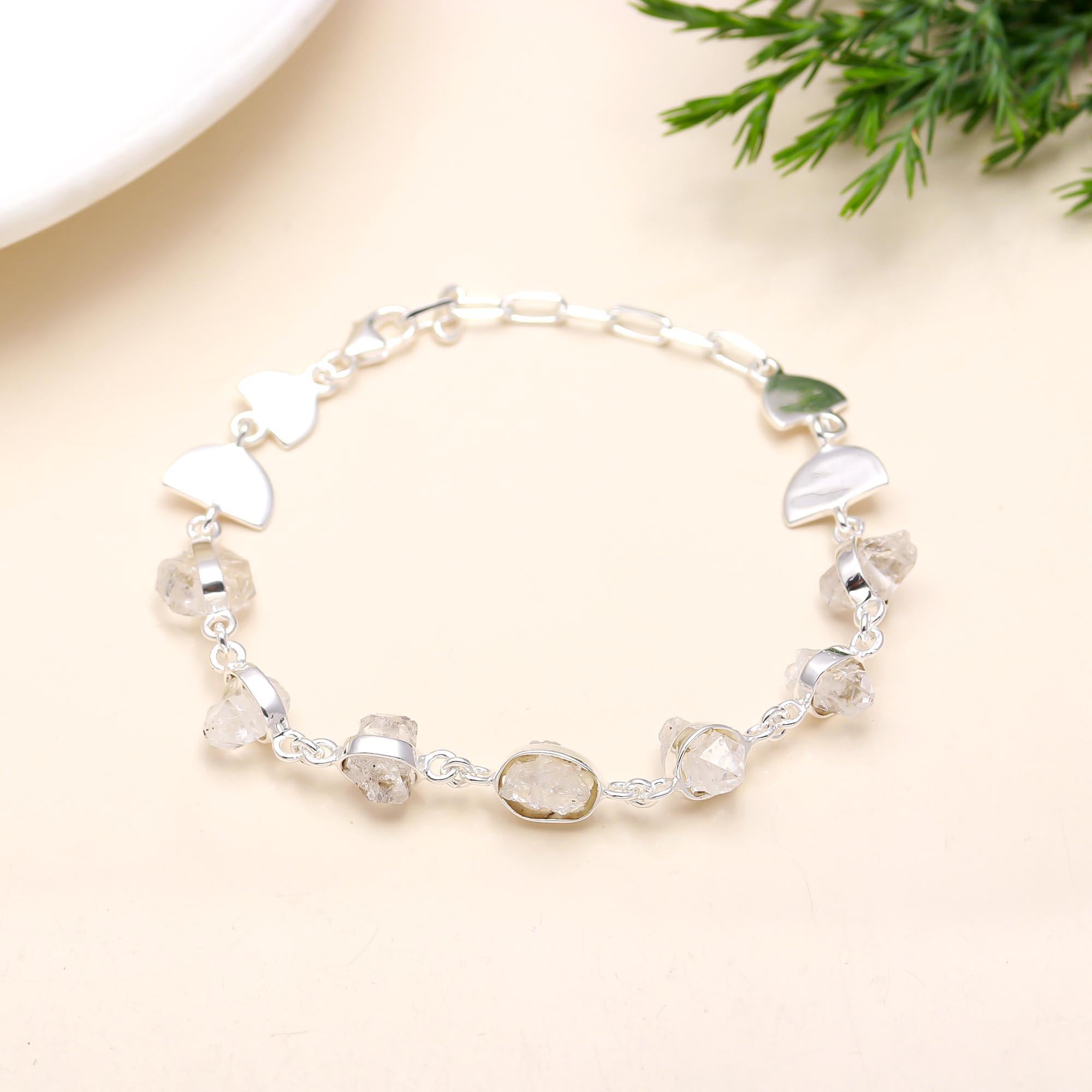 925 Silver Raw Herkimer Diamond Bracelet