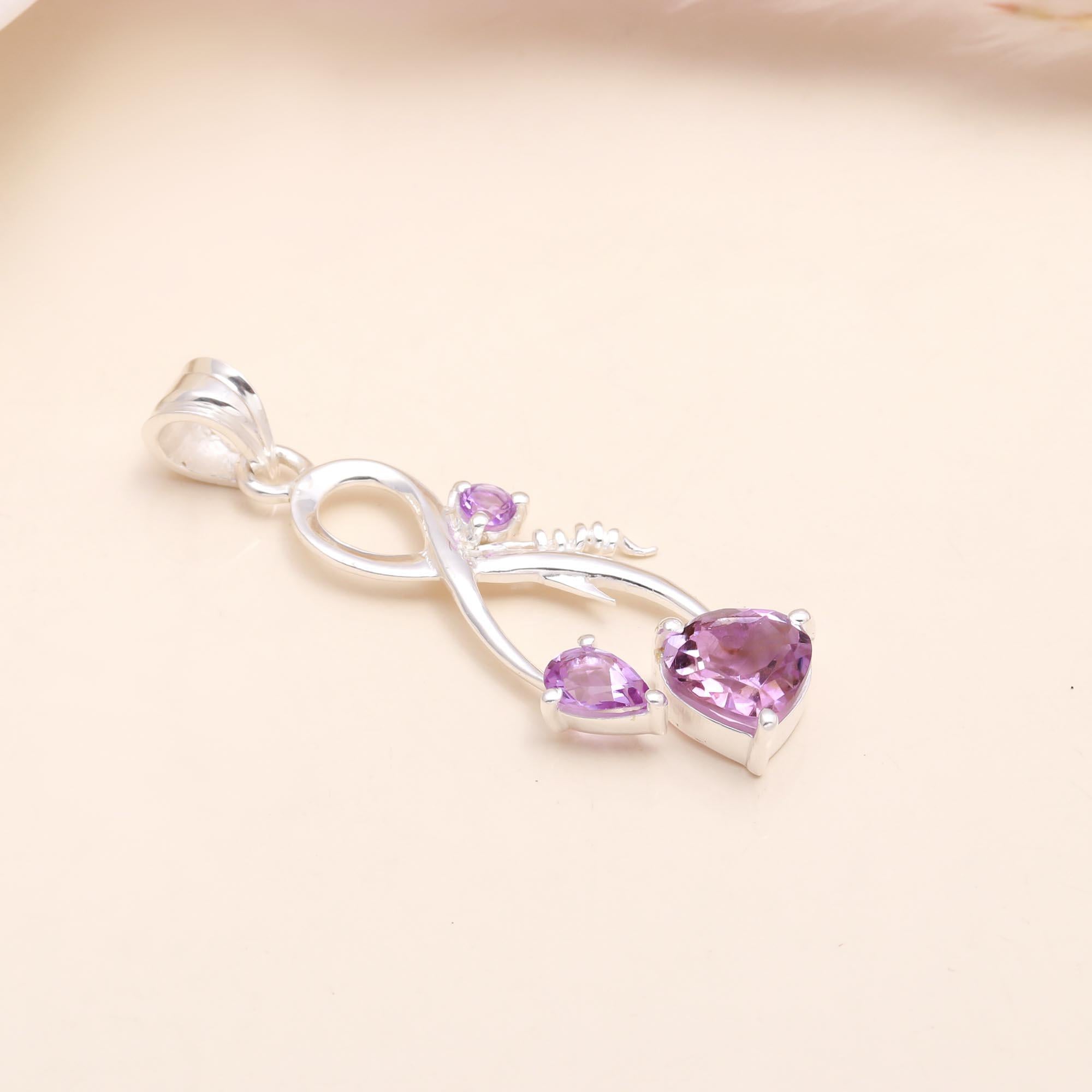 925 Sterling Silver Infinity Amethyst Pendant