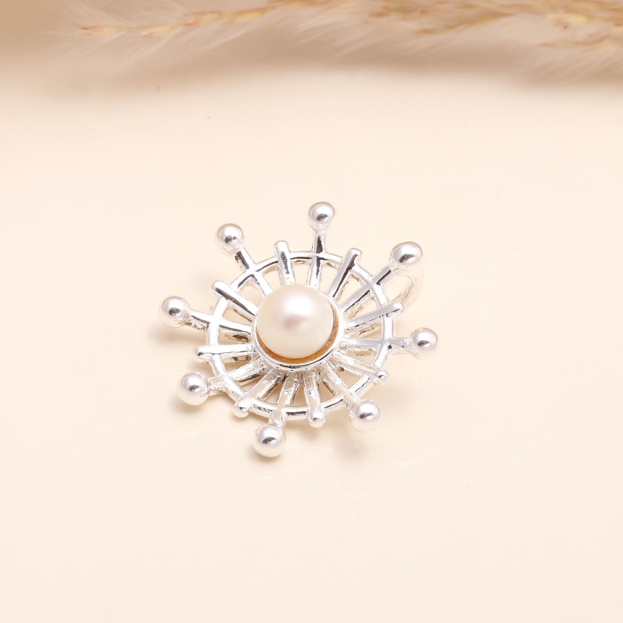 925 Sterling Silver Sunburst Pearl Pendant