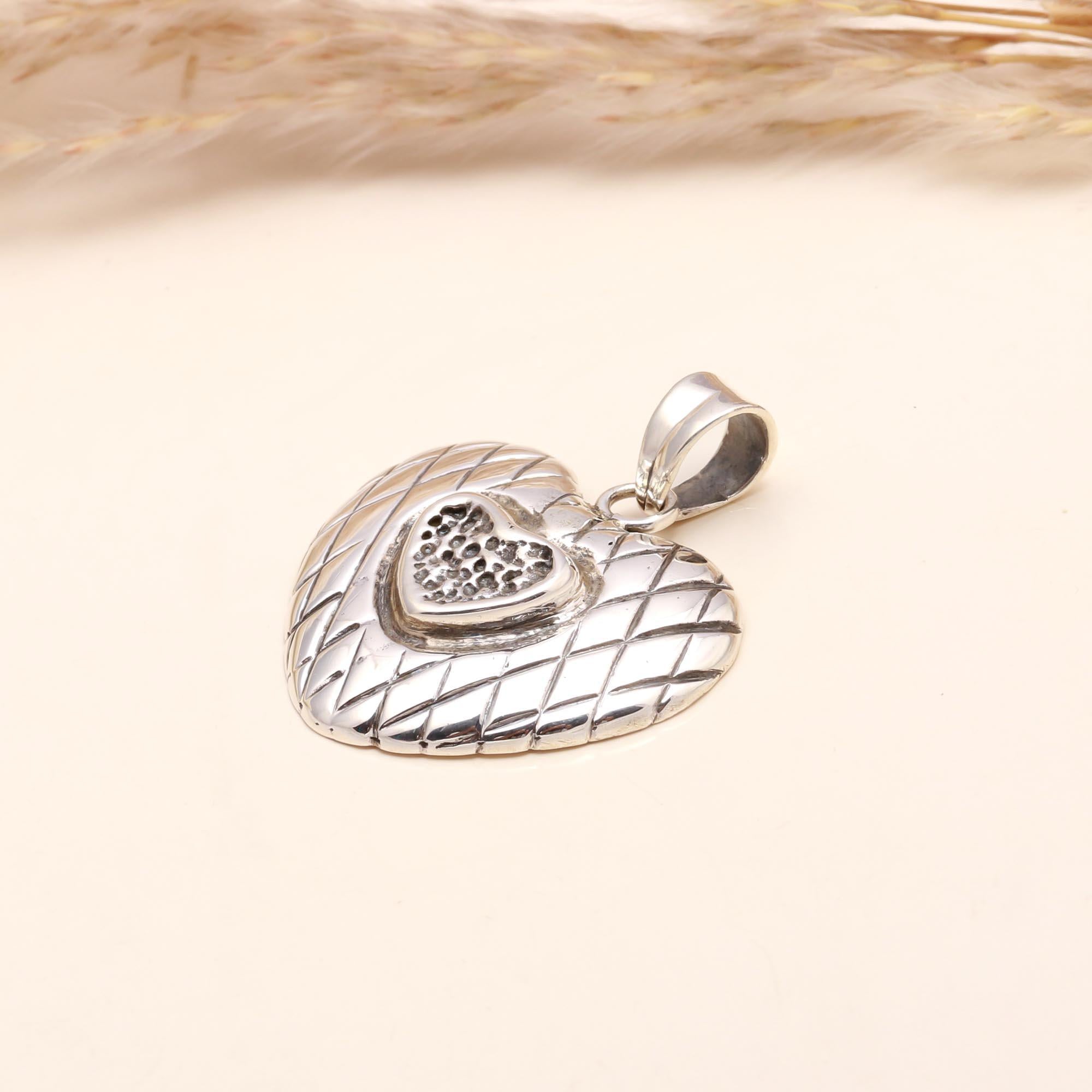 925 Sterling Silver Textured Heart Pendant