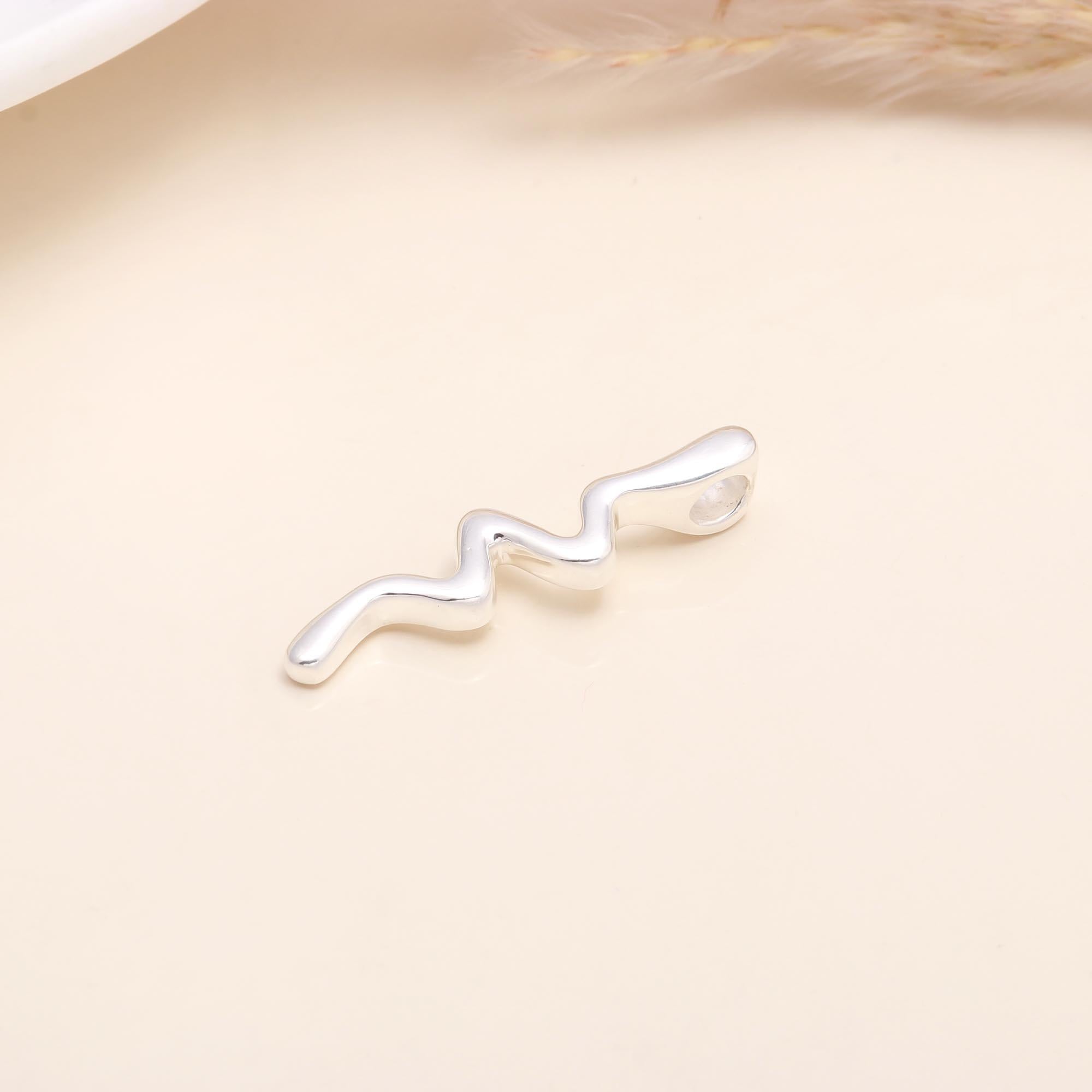 The Silver Current: Abstract Sterling Silver Wave Pendant