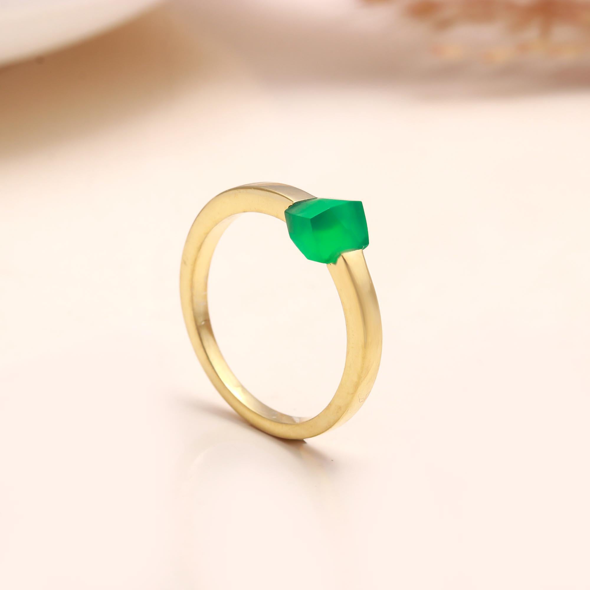 925 Sterling Silver Green Onyx Ring