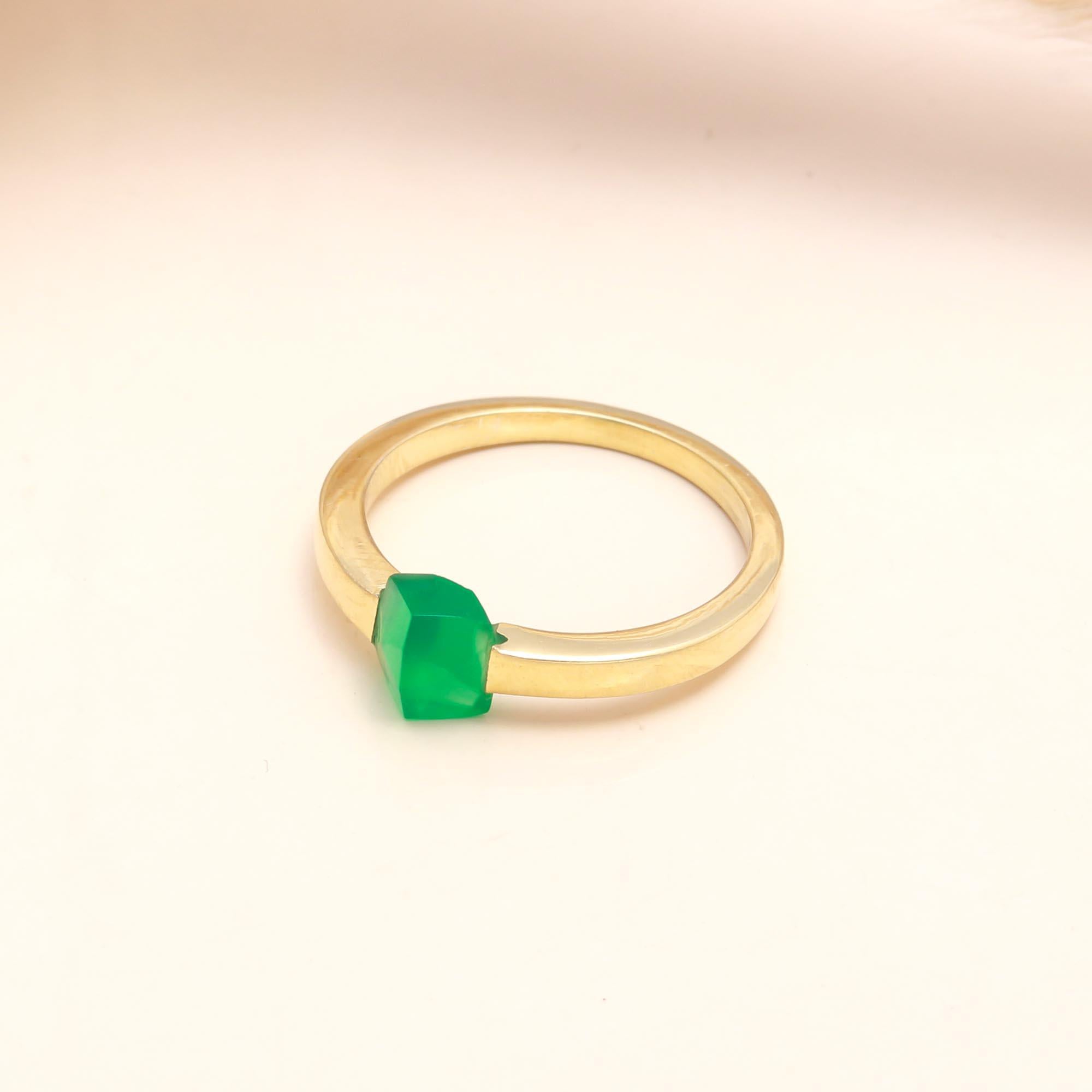 925 Sterling Silver Green Onyx Ring