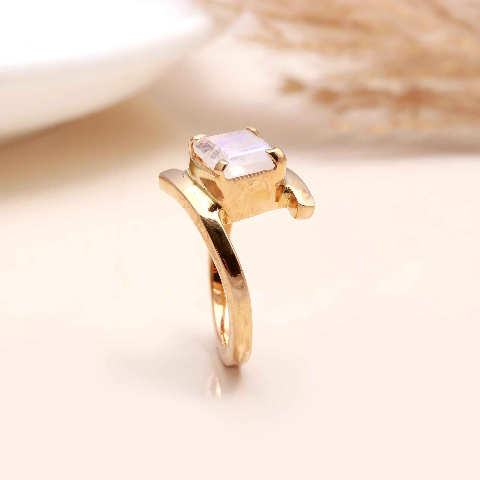 The Moonstone Bypass: Modern Square Gemstone Ring