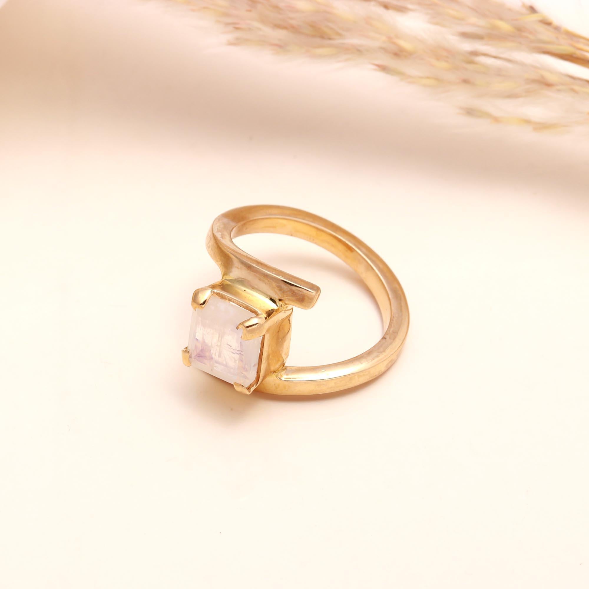 The Moonstone Bypass: Modern Square Gemstone Ring