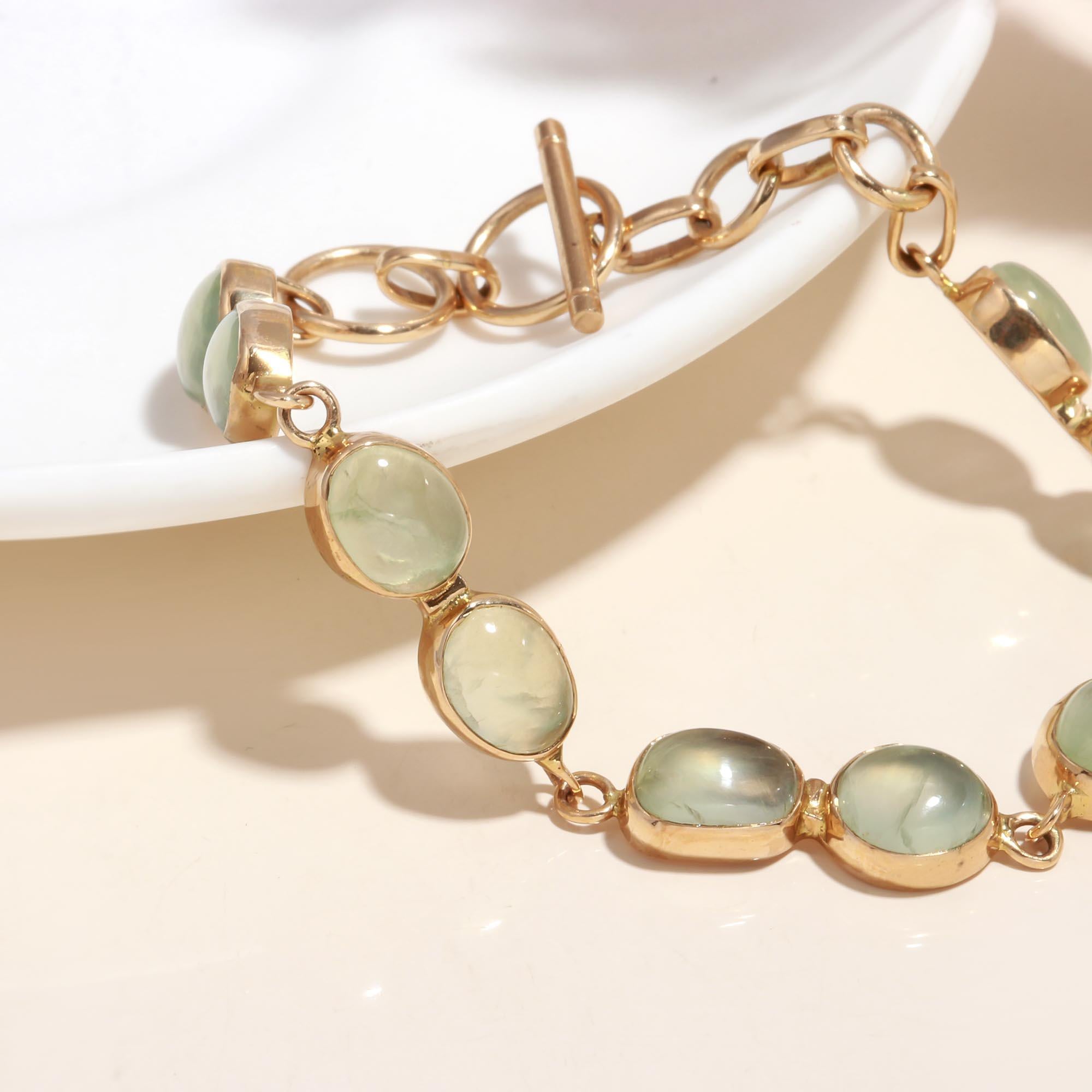 The Mint Essence: Green Amethyst Gold Vermeil Toggle Bracelet