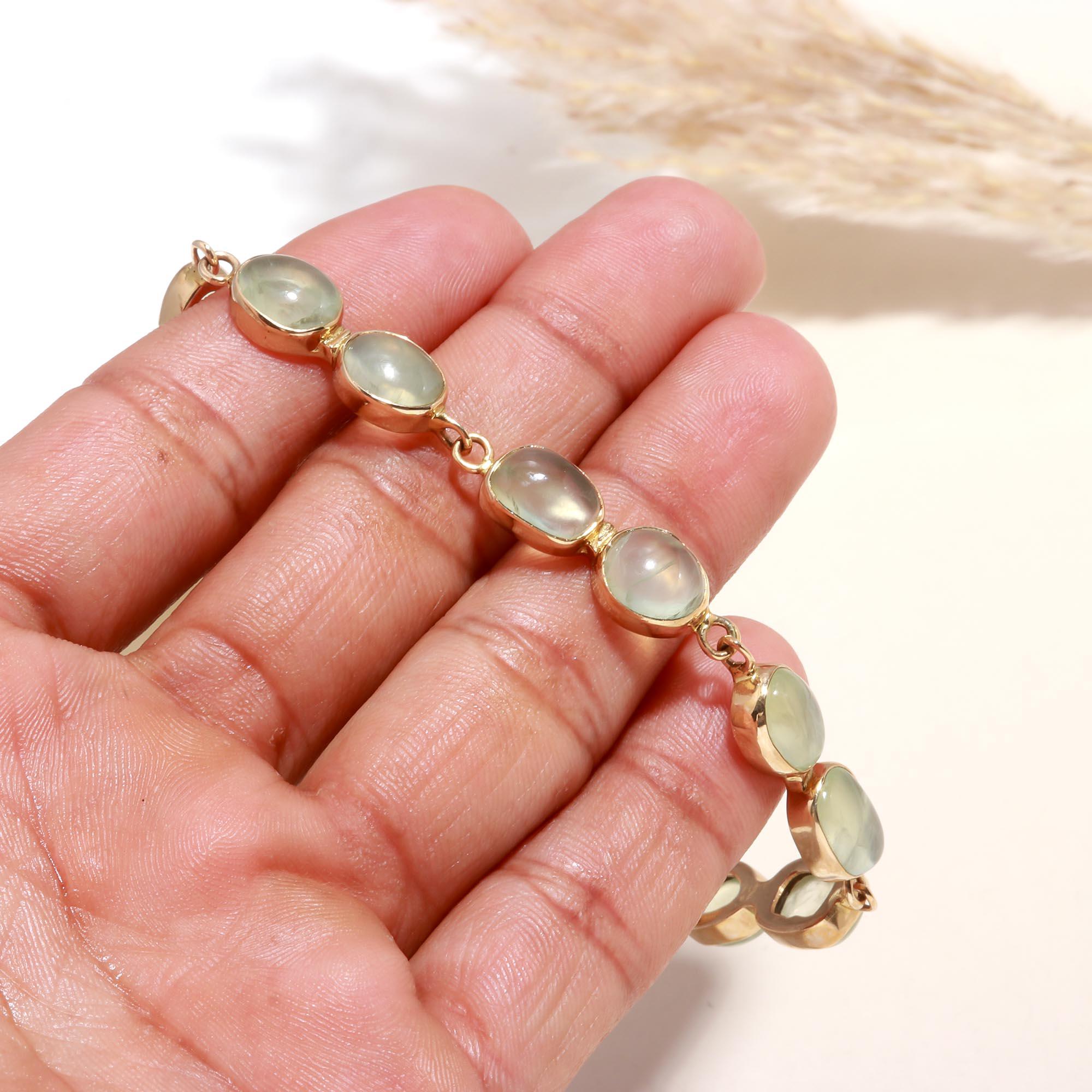 The Mint Essence: Green Amethyst Gold Vermeil Toggle Bracelet