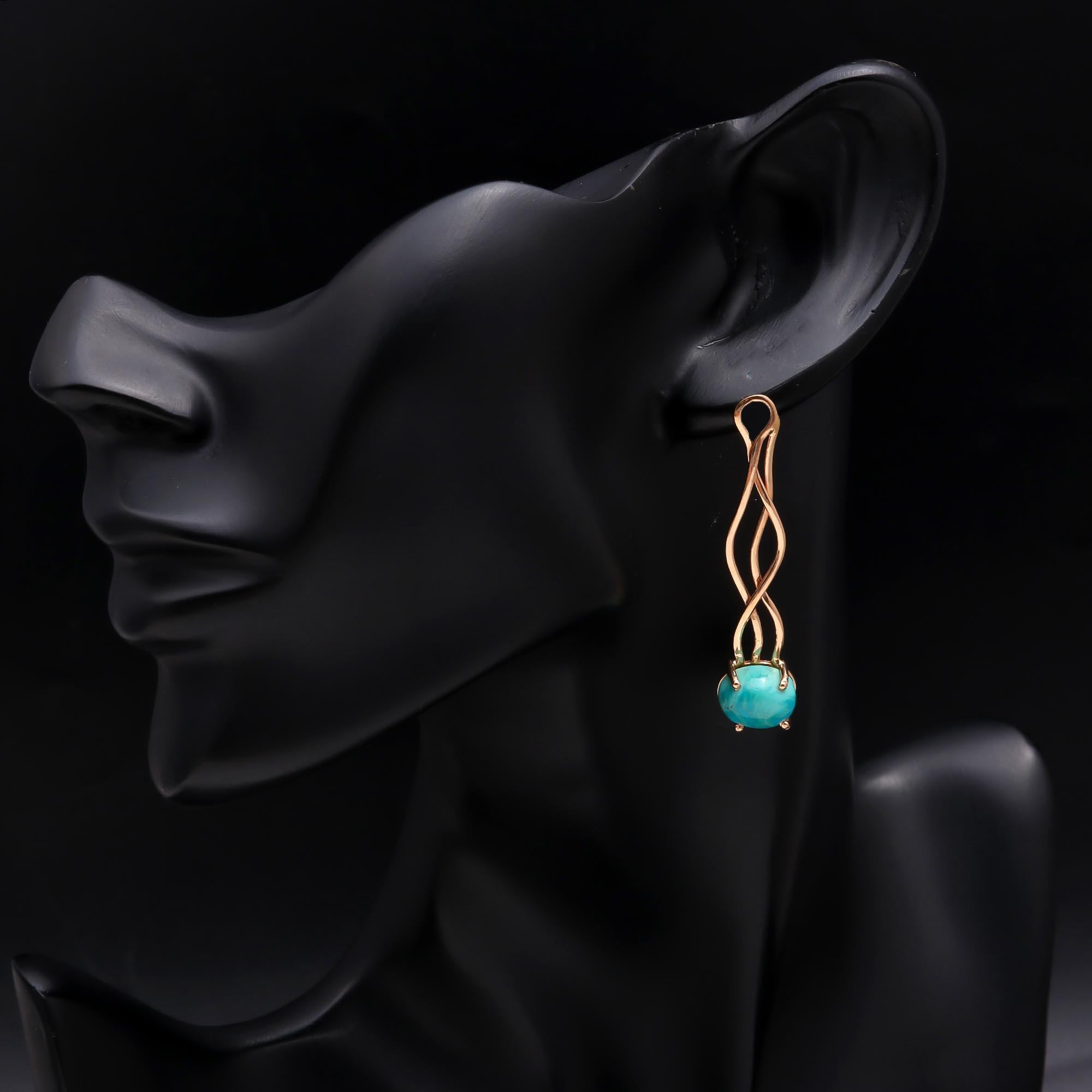 The Twisted Turquoise: Sculptural Wire Earrings