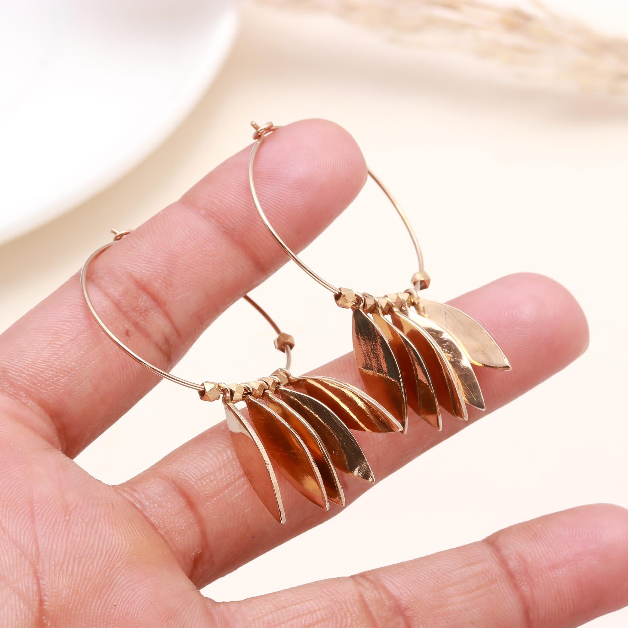 The Golden Leaf: Charm Dangle Hoop Earrings