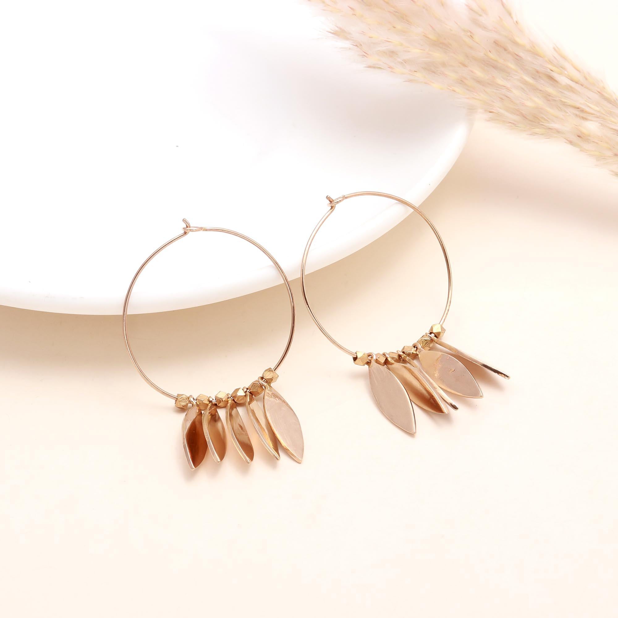 The Golden Leaf: Charm Dangle Hoop Earrings