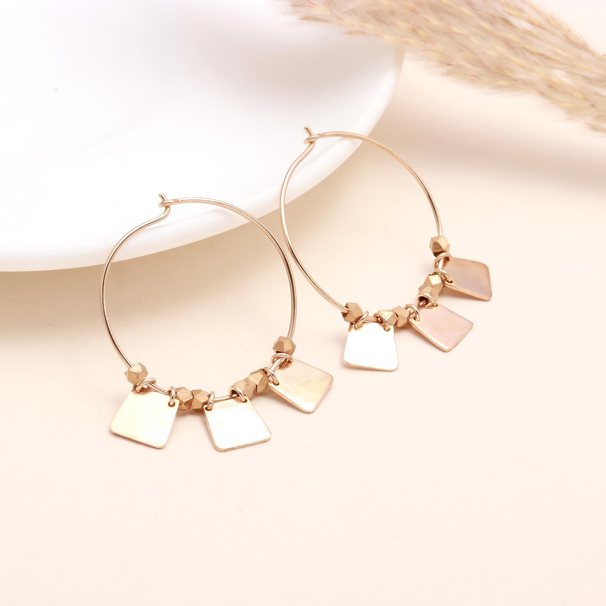 The Geometric Charm: Square Dangle Hoop Earrings