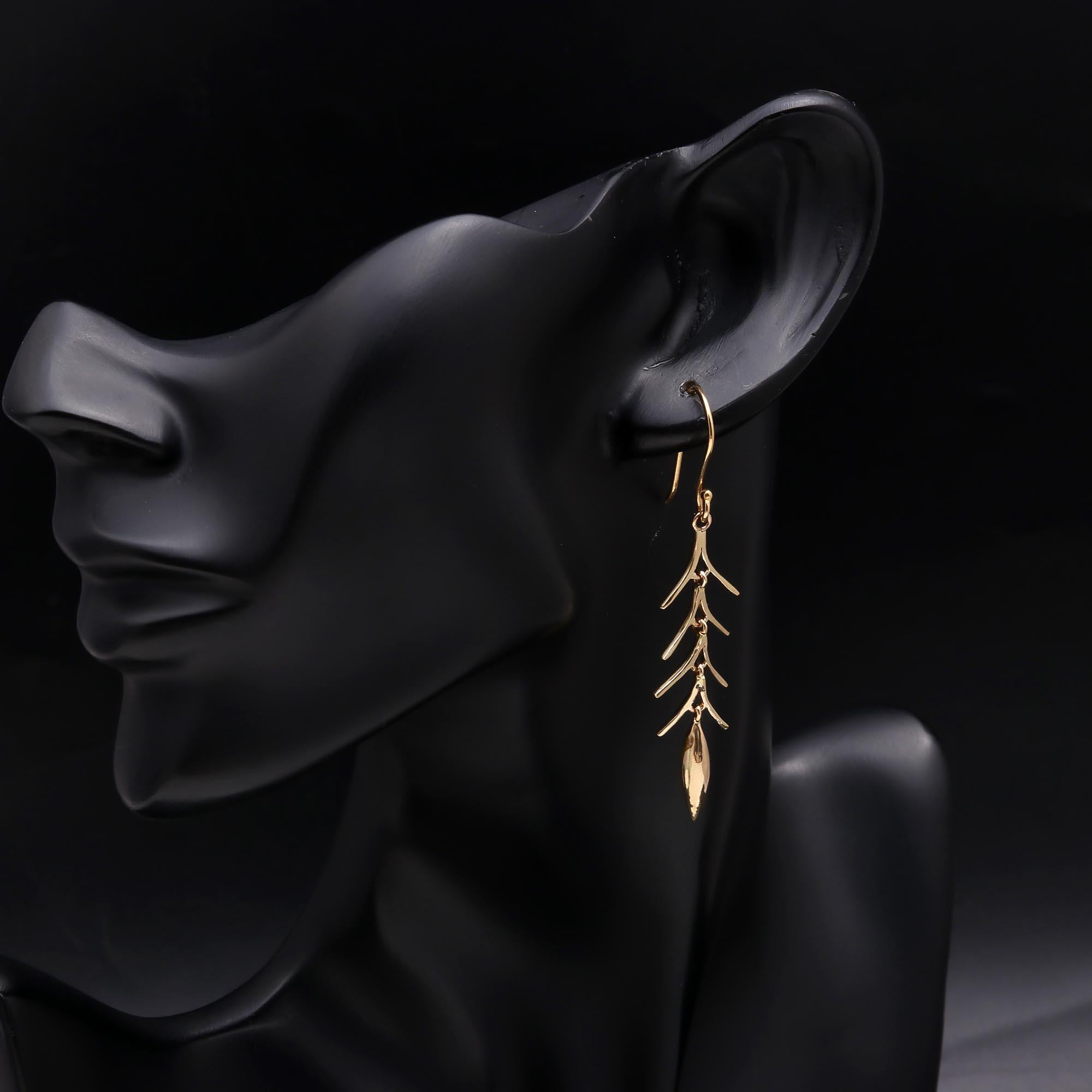 The Golden Fern: Articulated Linear Earrings