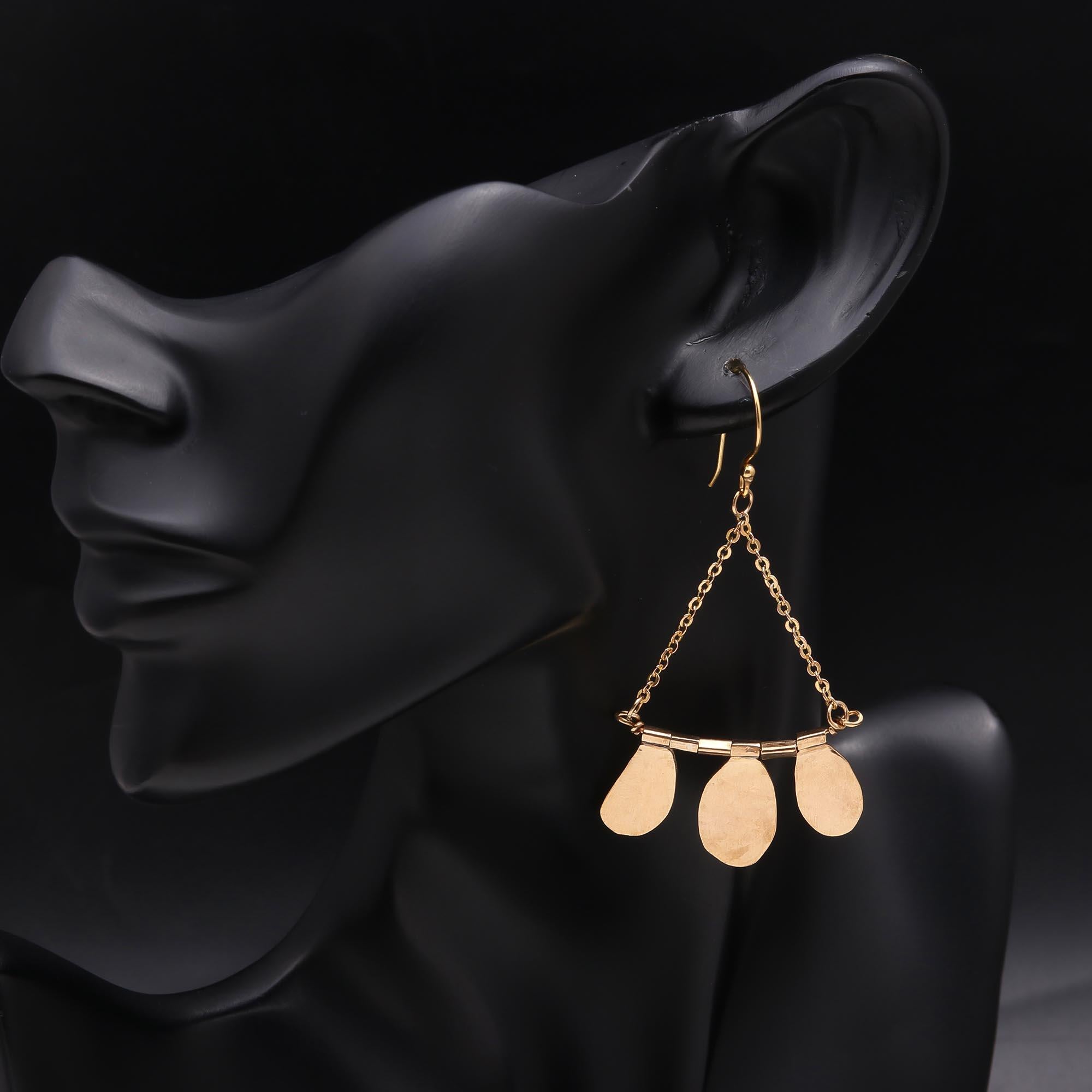 The Golden Fringe: Triangle Chandelier Earrings