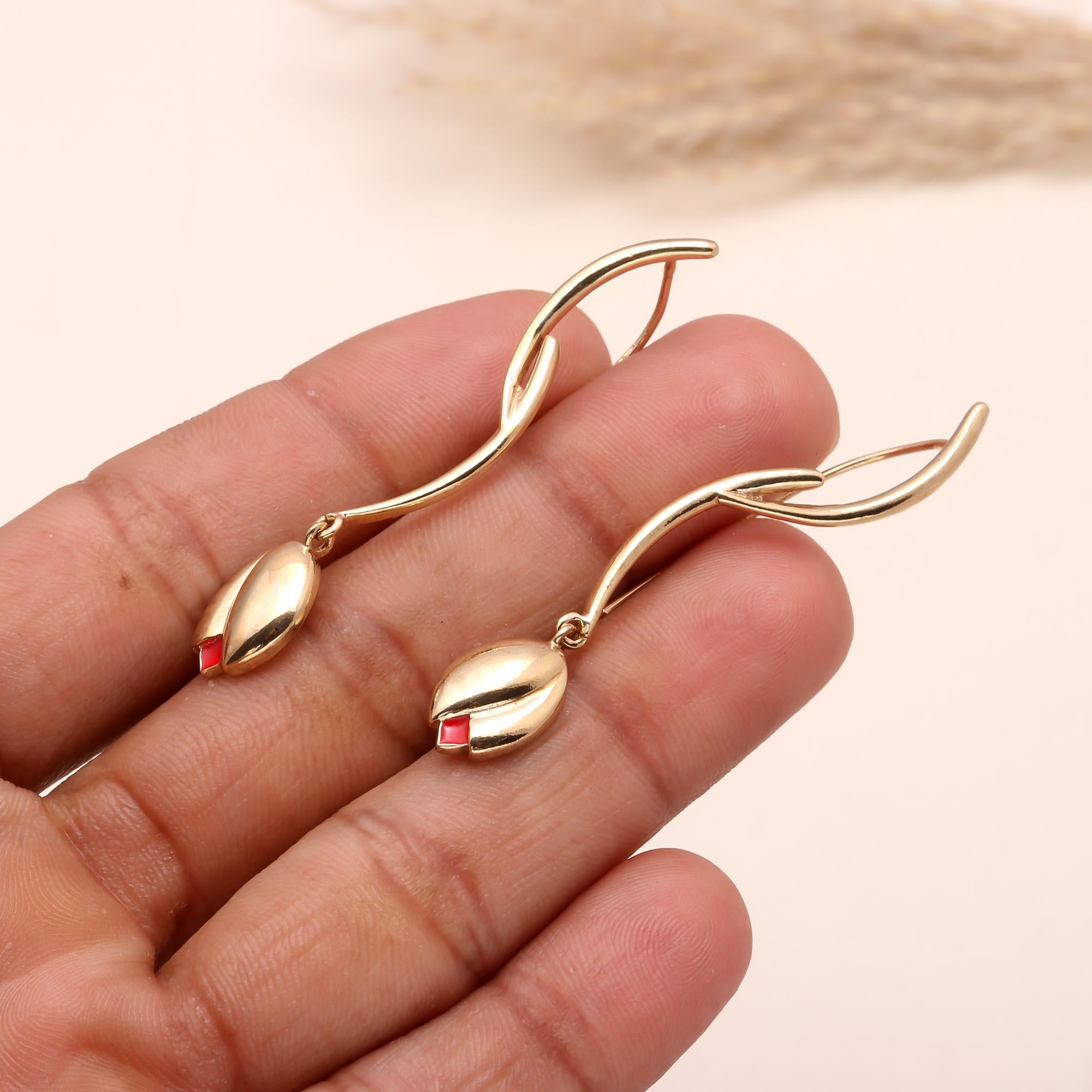 The Golden Tulip: Sculptural Flower Earrings