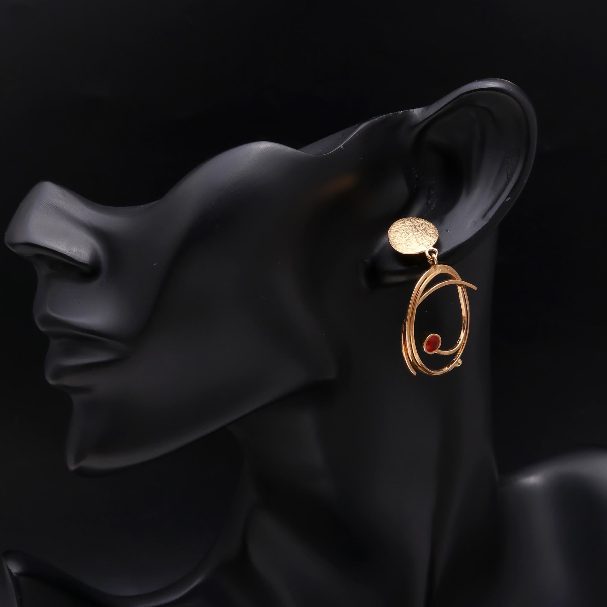 The Solar Orbit: Spiral Wire & Stone Earrings