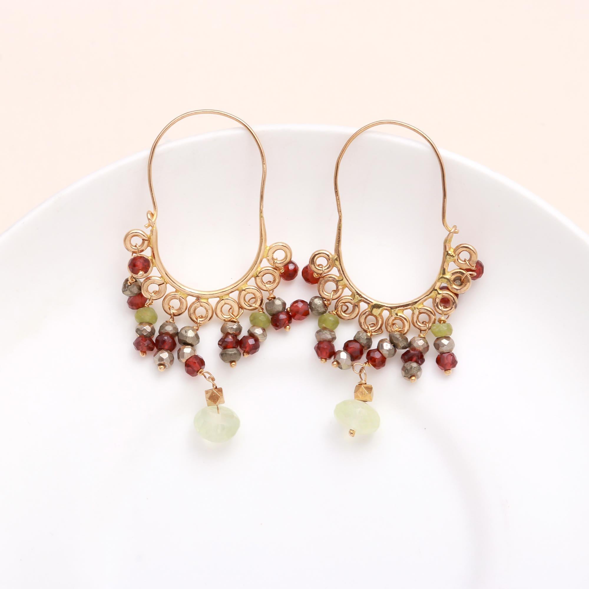 The Bohemian Fringe: Gemstone Beaded Hoop Earrings