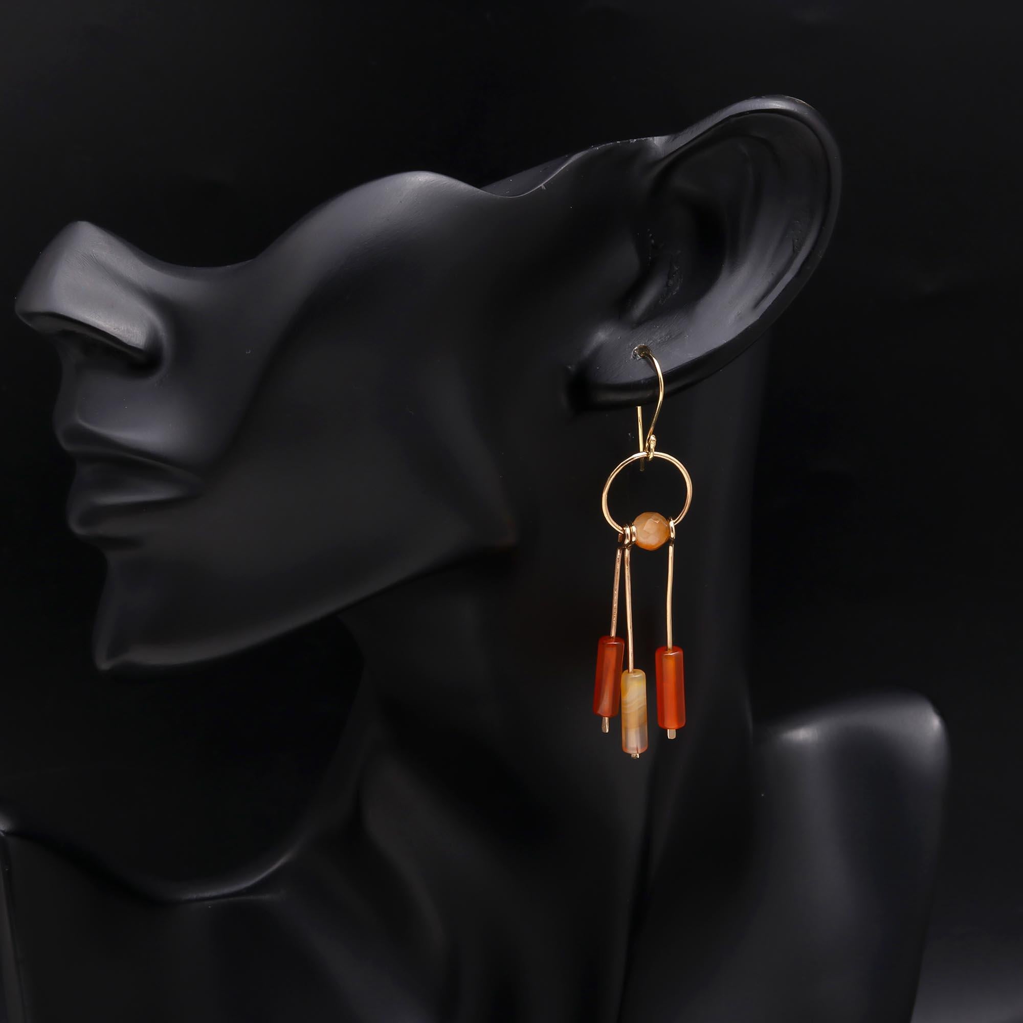 The Carnelian Linear: Tube Bead Drop Earrings