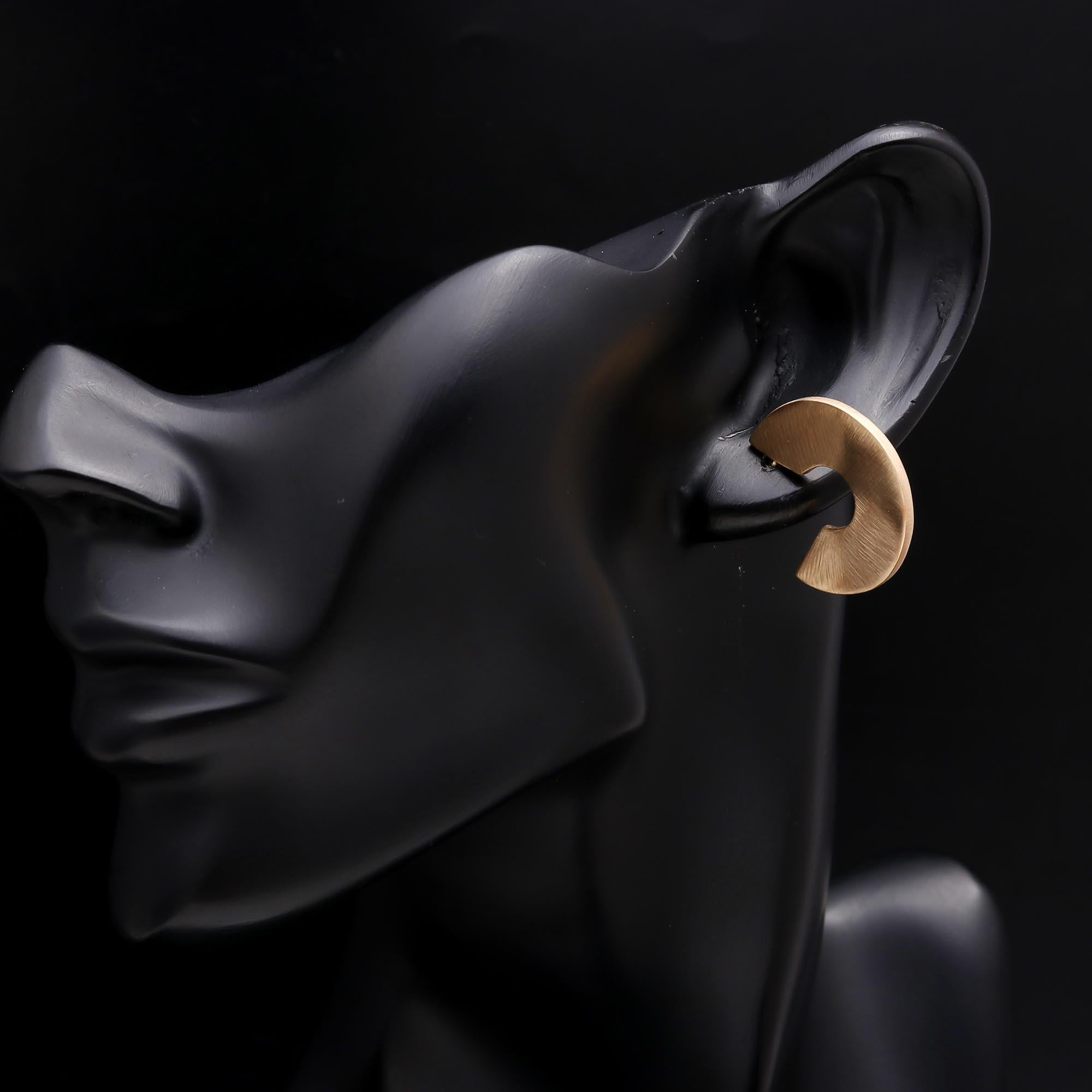 The Modern Arc: Brushed Flat Hoop Studs