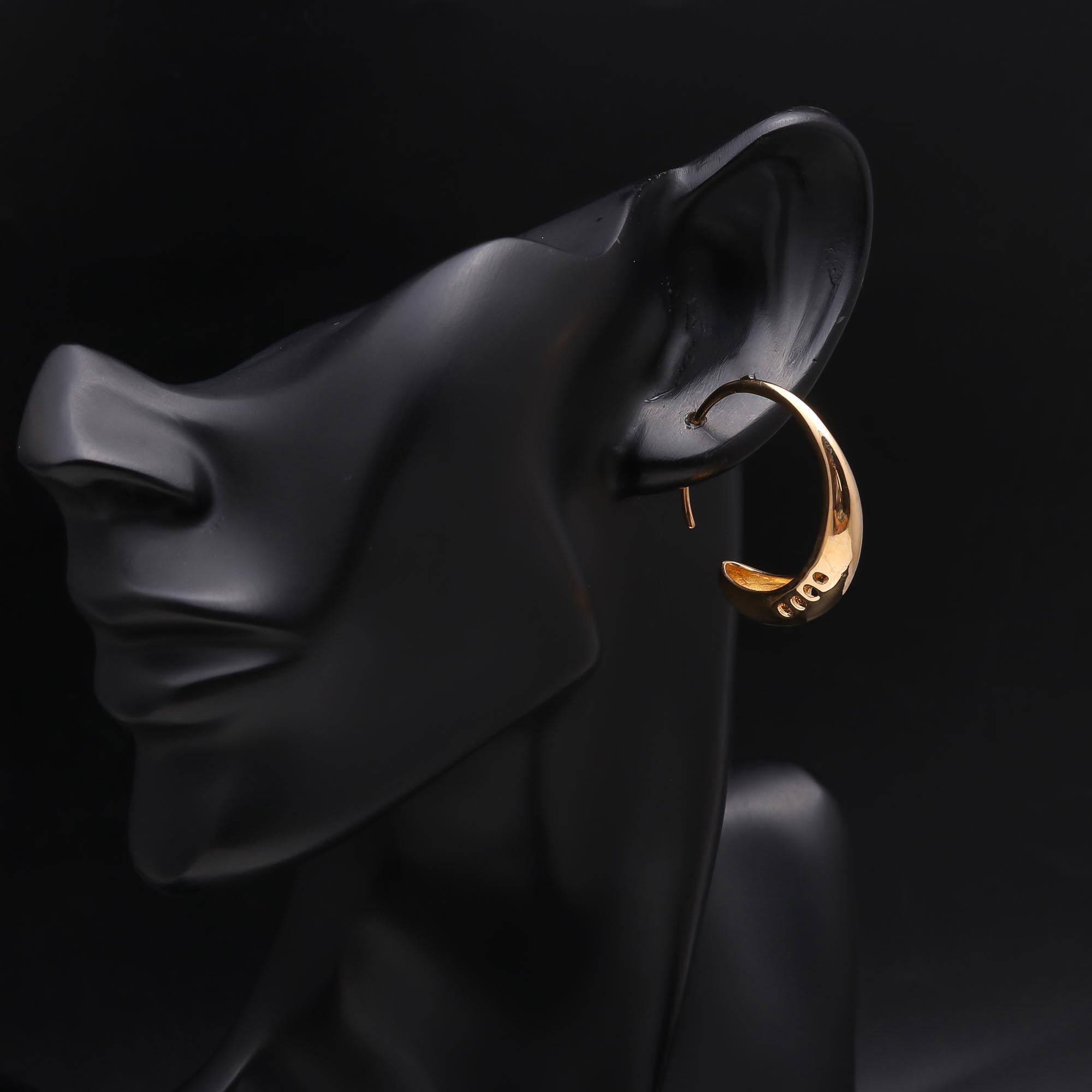 The Golden Crescent: Cutout Tapered Hoop Earrings