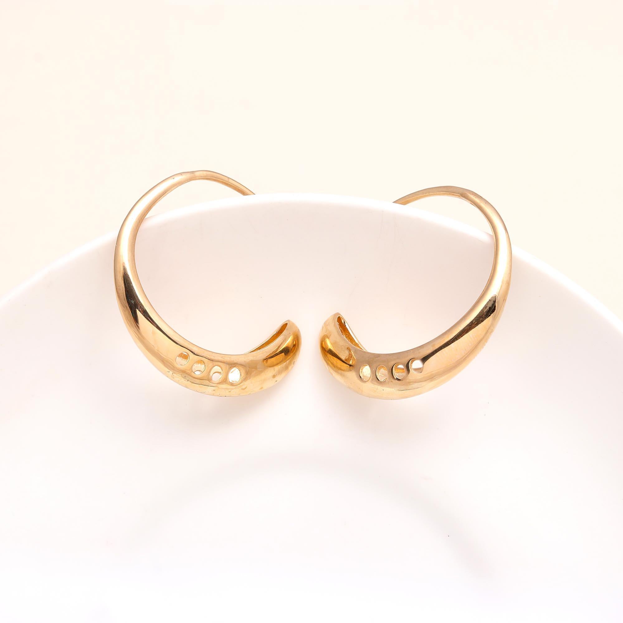 The Golden Crescent: Cutout Tapered Hoop Earrings