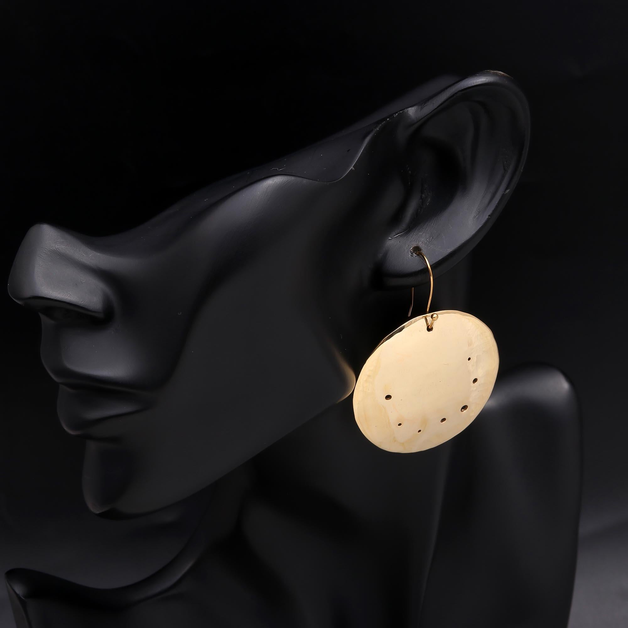 The Golden Eclipse: Organic Gold Disc Statement Earrings