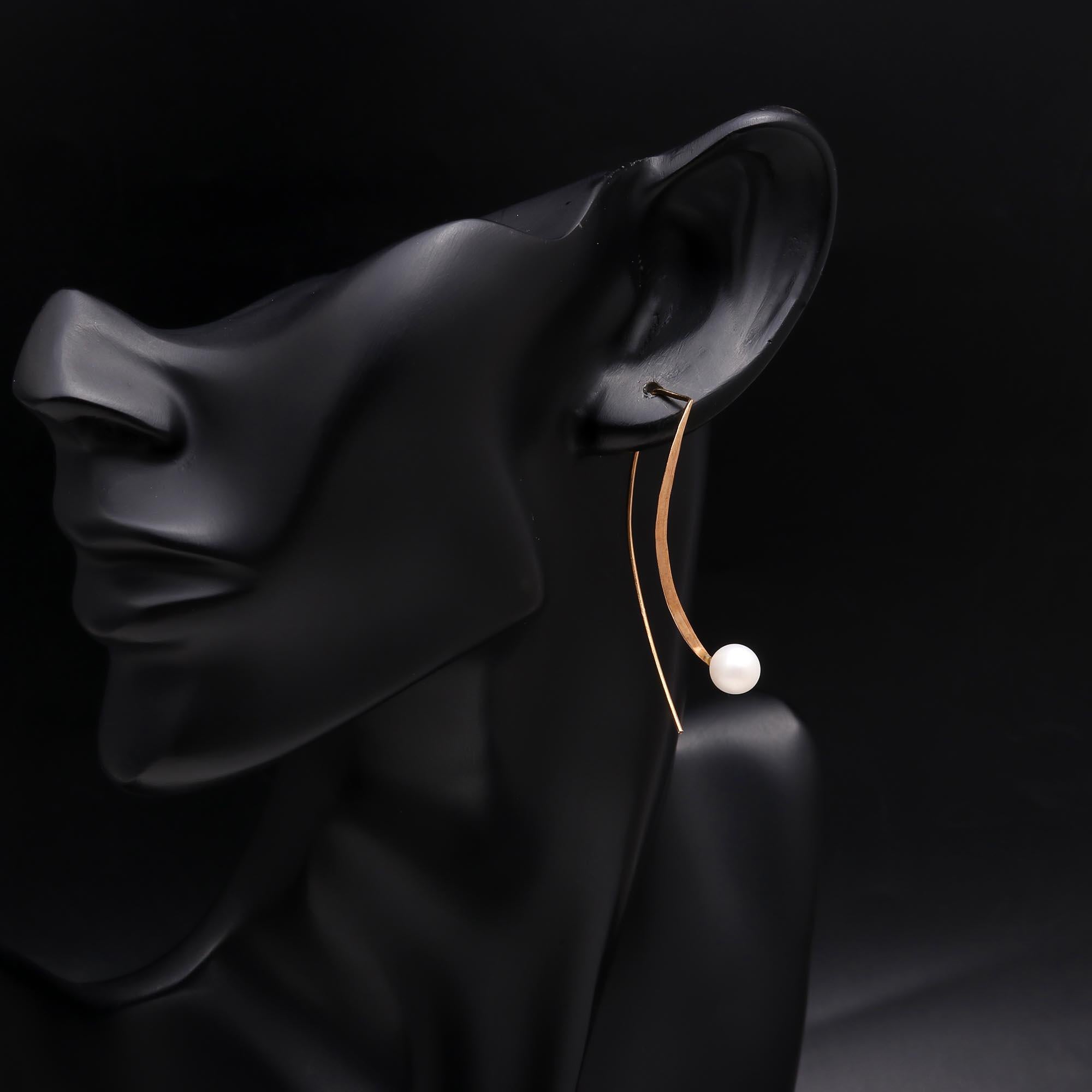 The Modern Pearl: Geometric Wire Threader Earrings